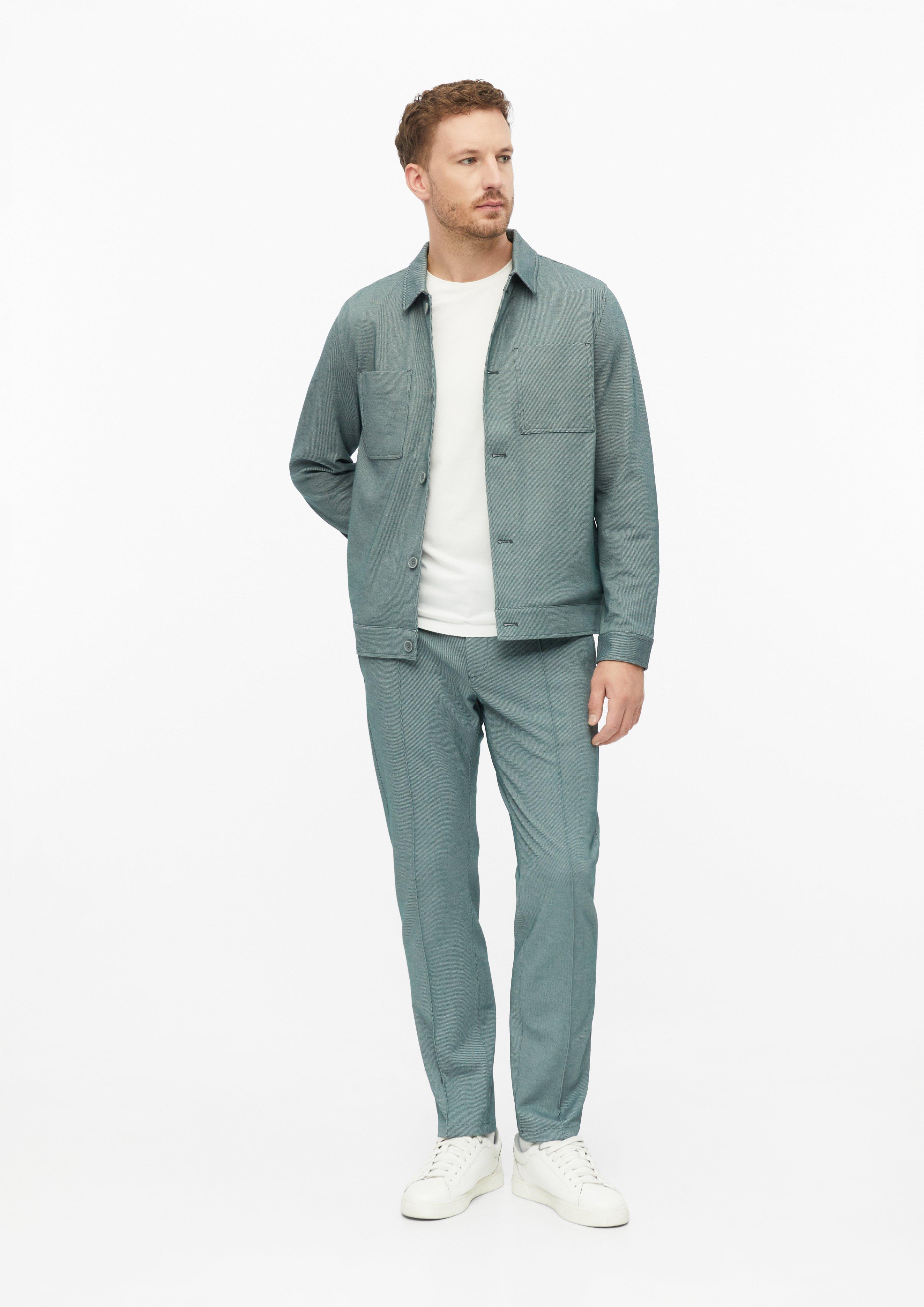 Men Stretchy pants with a twill weave and drawstring in blue by s.Oliver BLACK LABEL