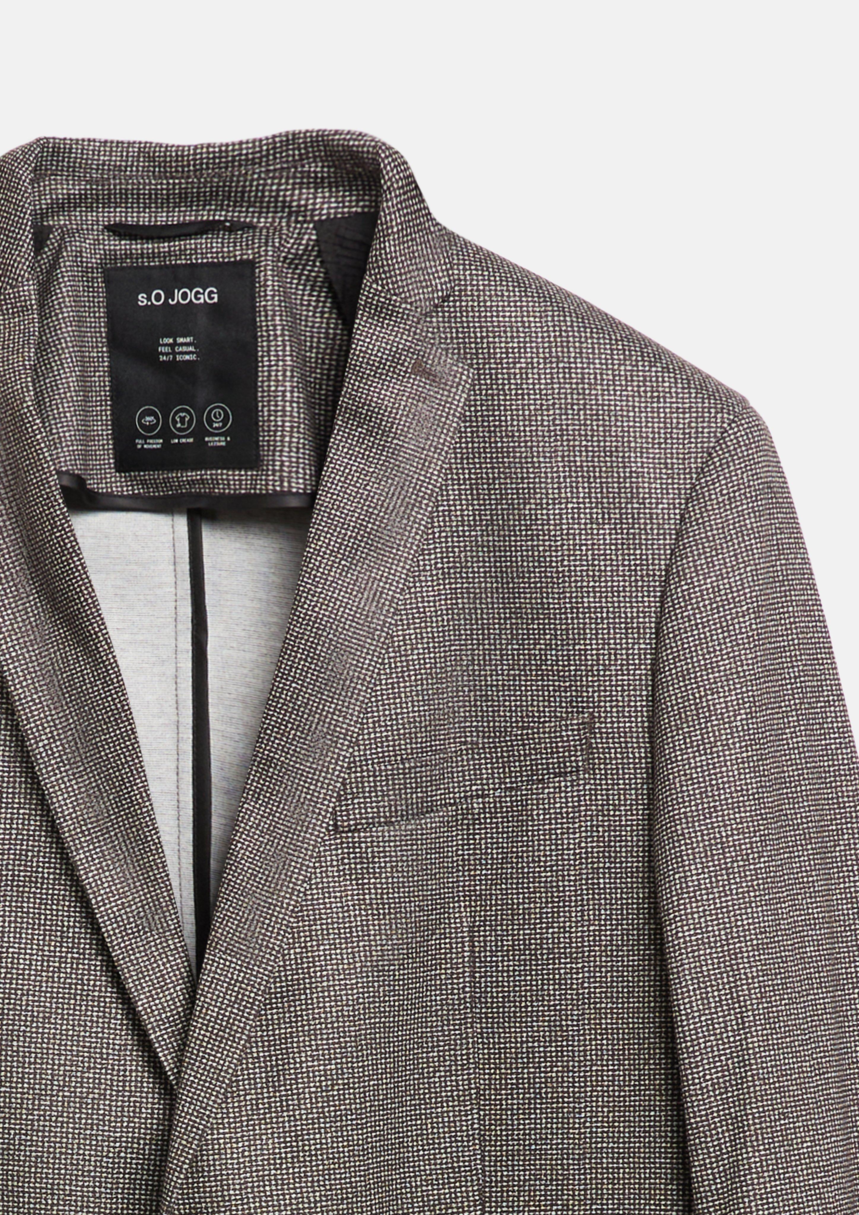 Men s.O JOGG: Blazer with all-over print and elbow patch in brown by s.Oliver BLACK LABEL