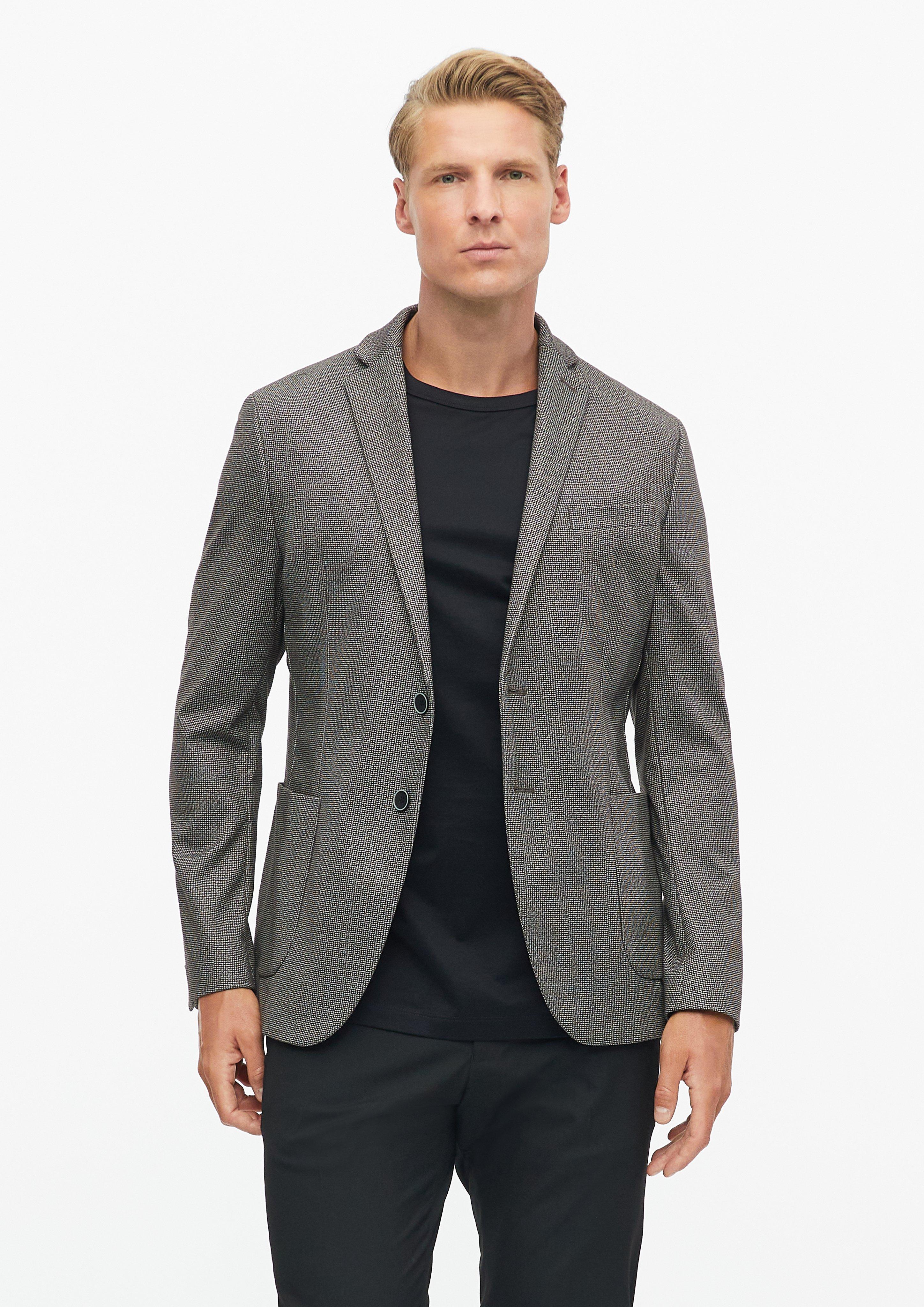 s.O JOGG: colbert met all-over-print en elleboogpatch in donkerbruin van s.Oliver BLACK LABEL
