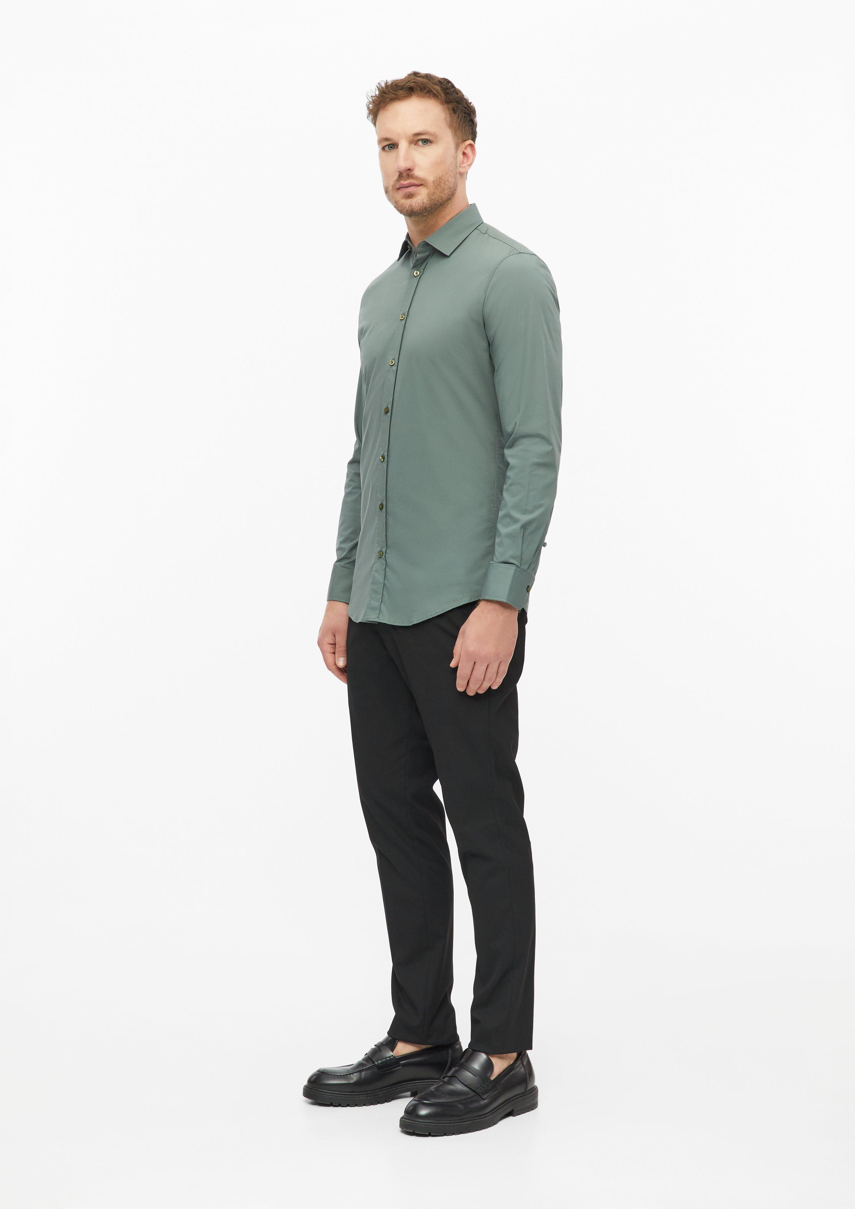 Hommes Coupe ajustée : chemise en coton stretch en pétrole de s.Oliver BLACK LABEL
