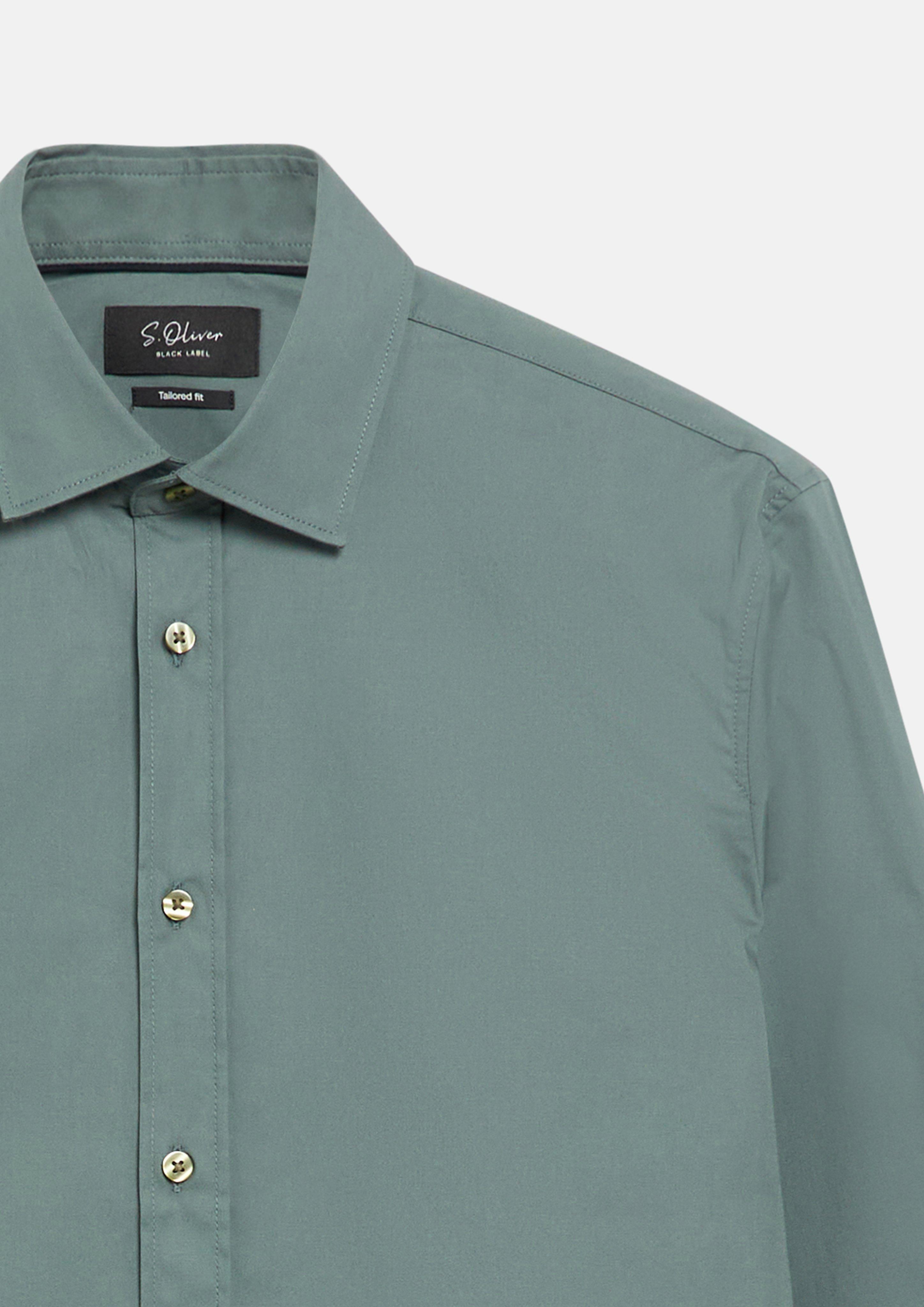 Herren Tailored Fit: Hemd aus Baumwollstretch in petrol von s.Oliver BLACK LABEL