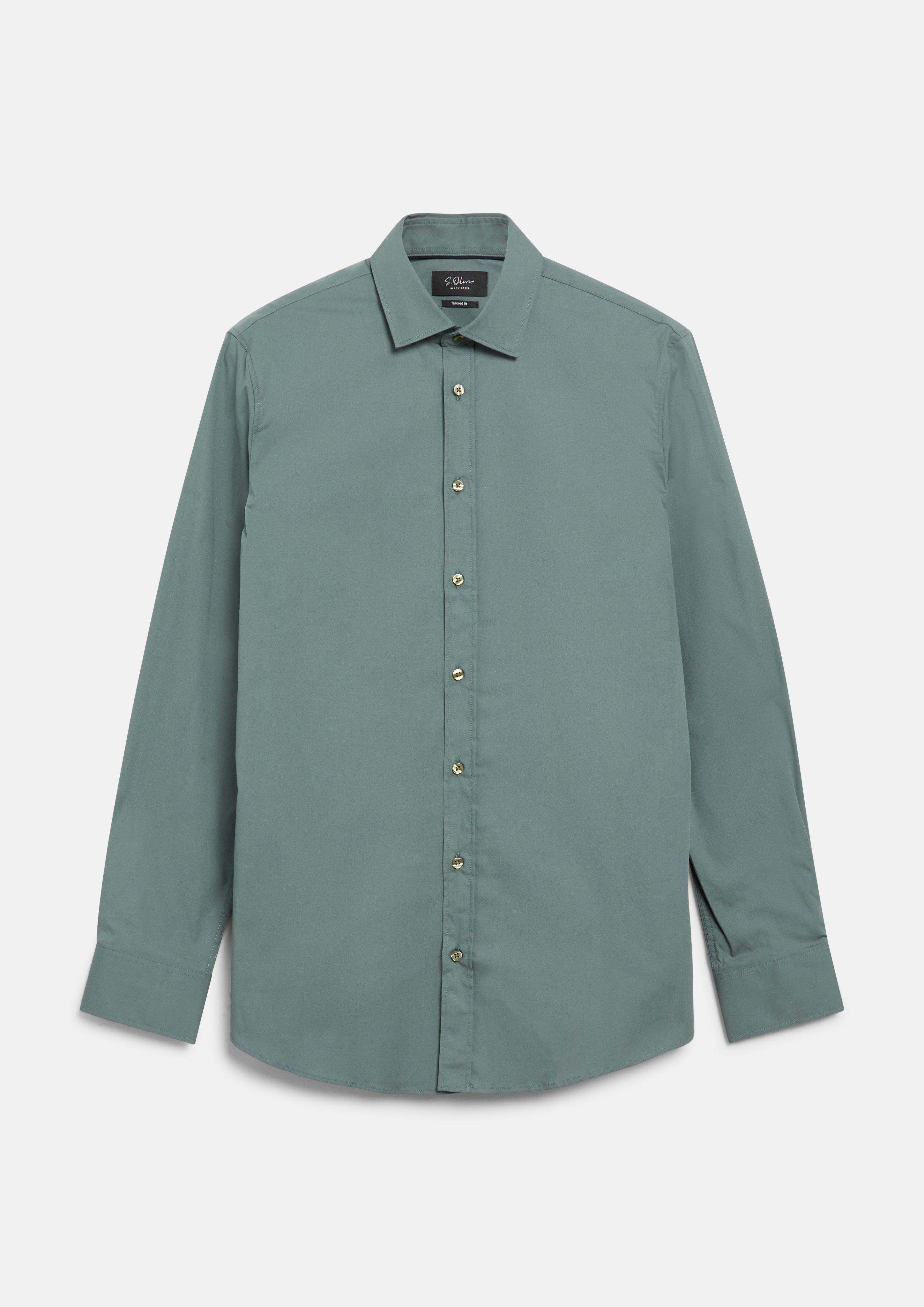 Herren Tailored Fit: Hemd aus Baumwollstretch in petrol von s.Oliver BLACK LABEL