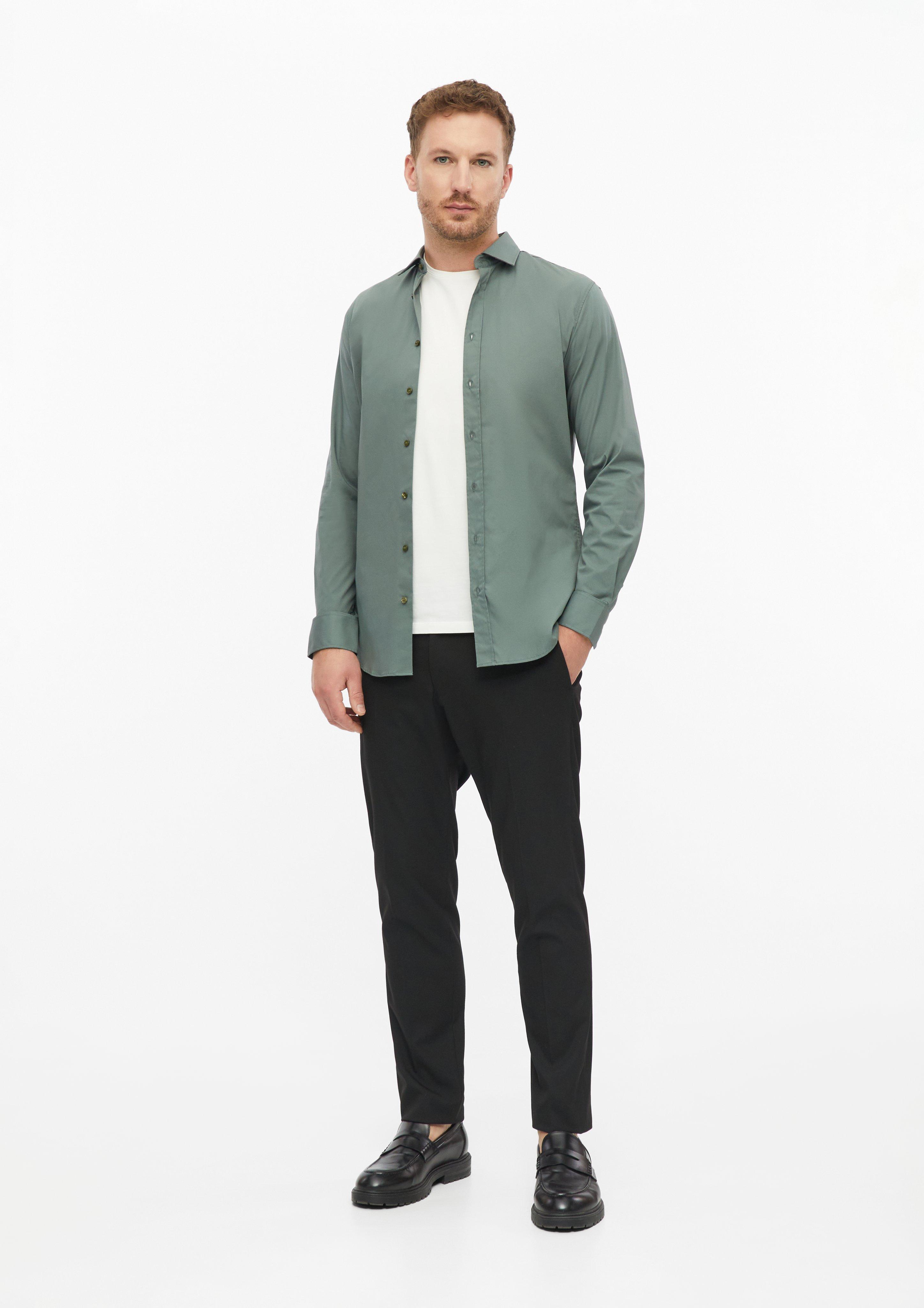 Hommes Coupe ajustée : chemise en coton stretch en pétrole de s.Oliver BLACK LABEL