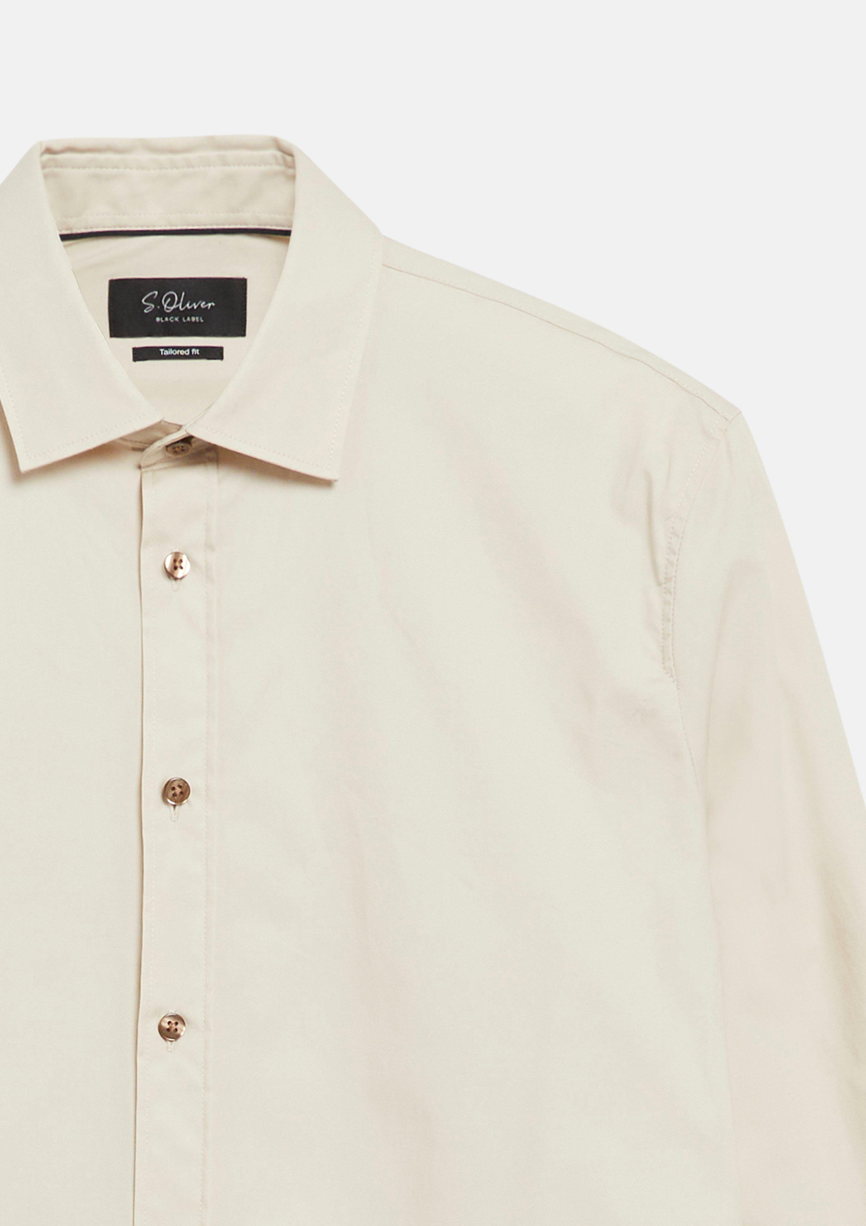 Herren Tailored Fit: Hemd aus Baumwollstretch in beige von s.Oliver BLACK LABEL