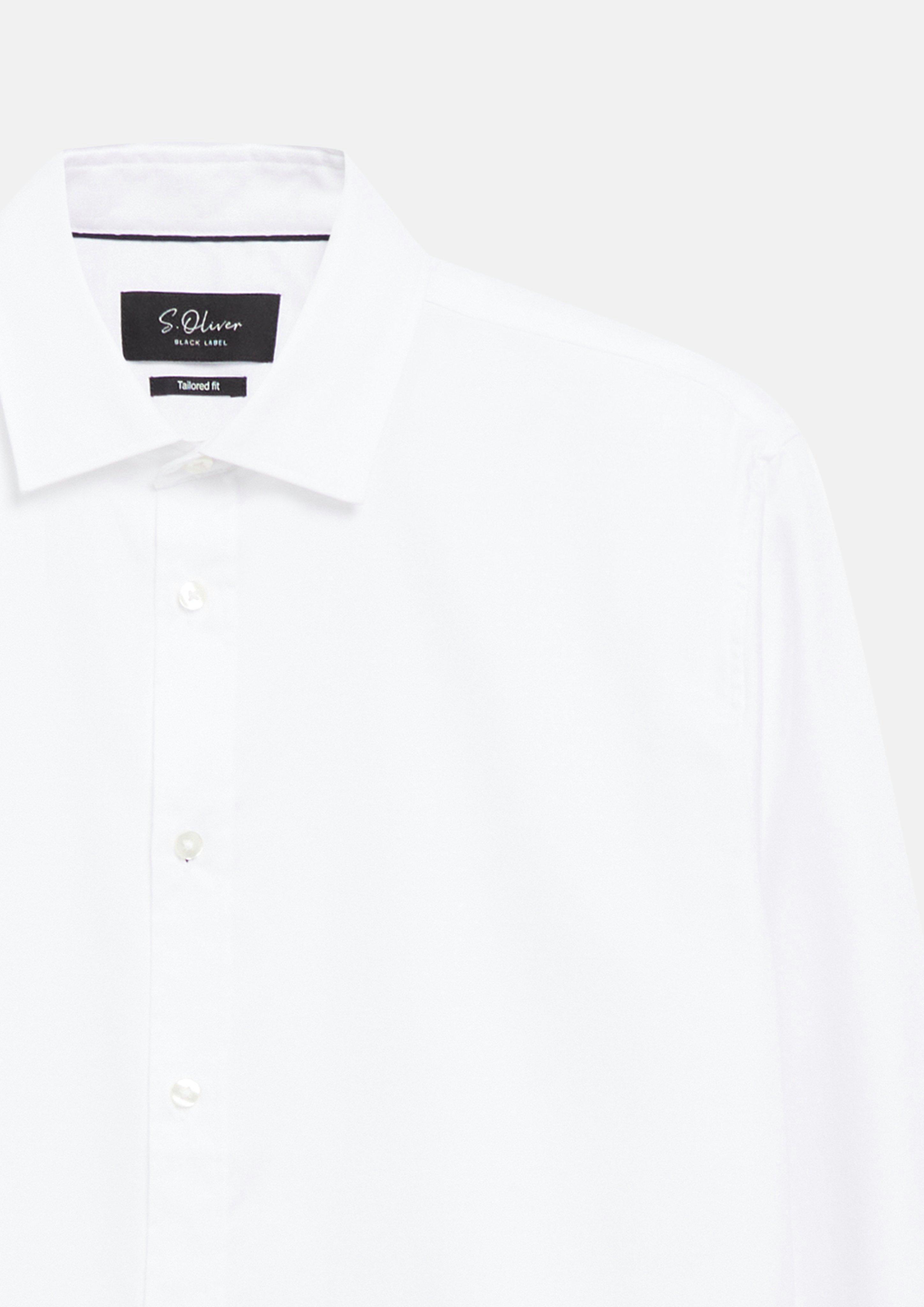 Herren Tailored Fit: Strukturiertes Hemd aus Comfort Stretch in weiß von s.Oliver BLACK LABEL