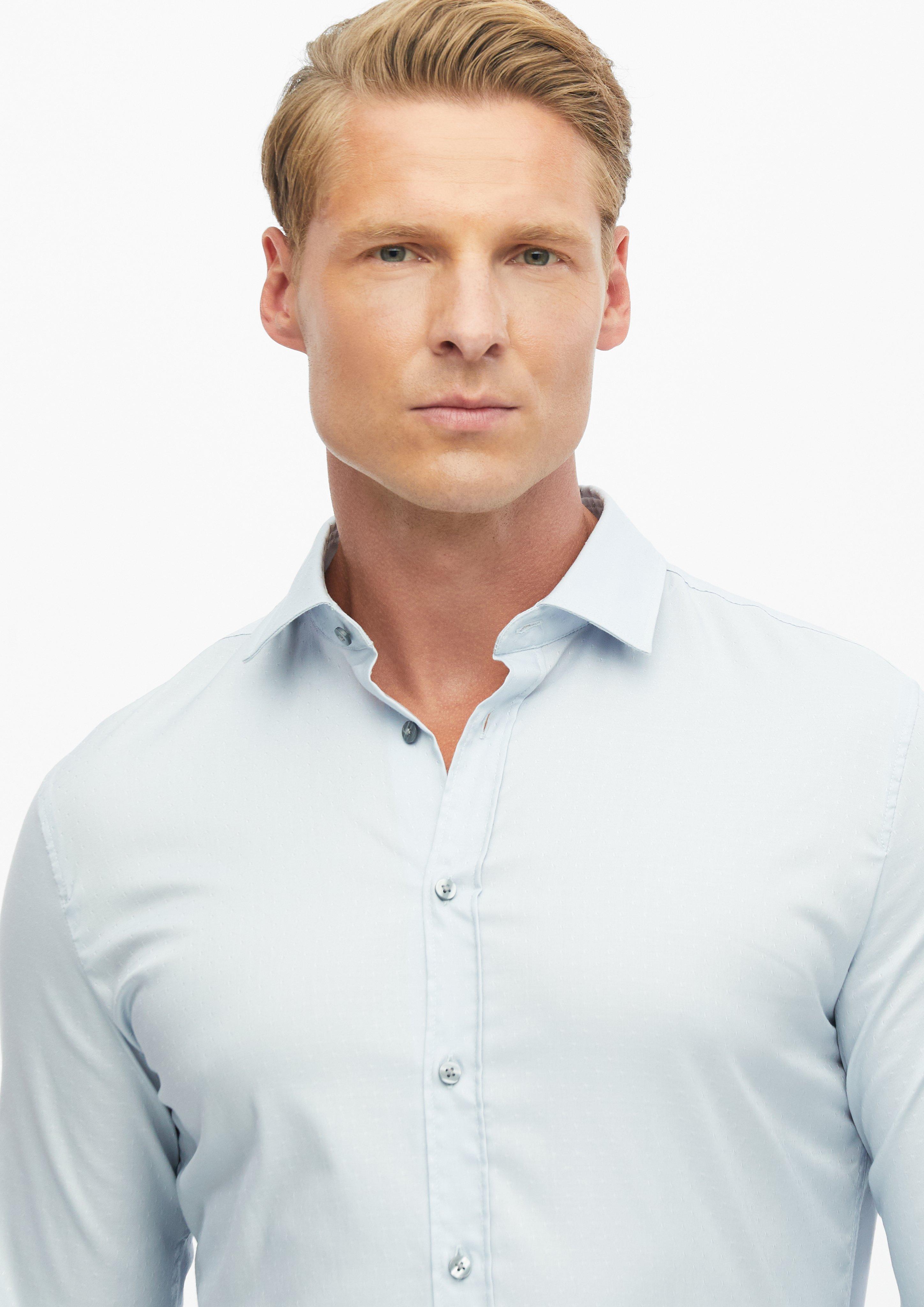 Herren Tailored Fit: Strukturiertes Hemd aus Comfort Stretch in blau von s.Oliver BLACK LABEL