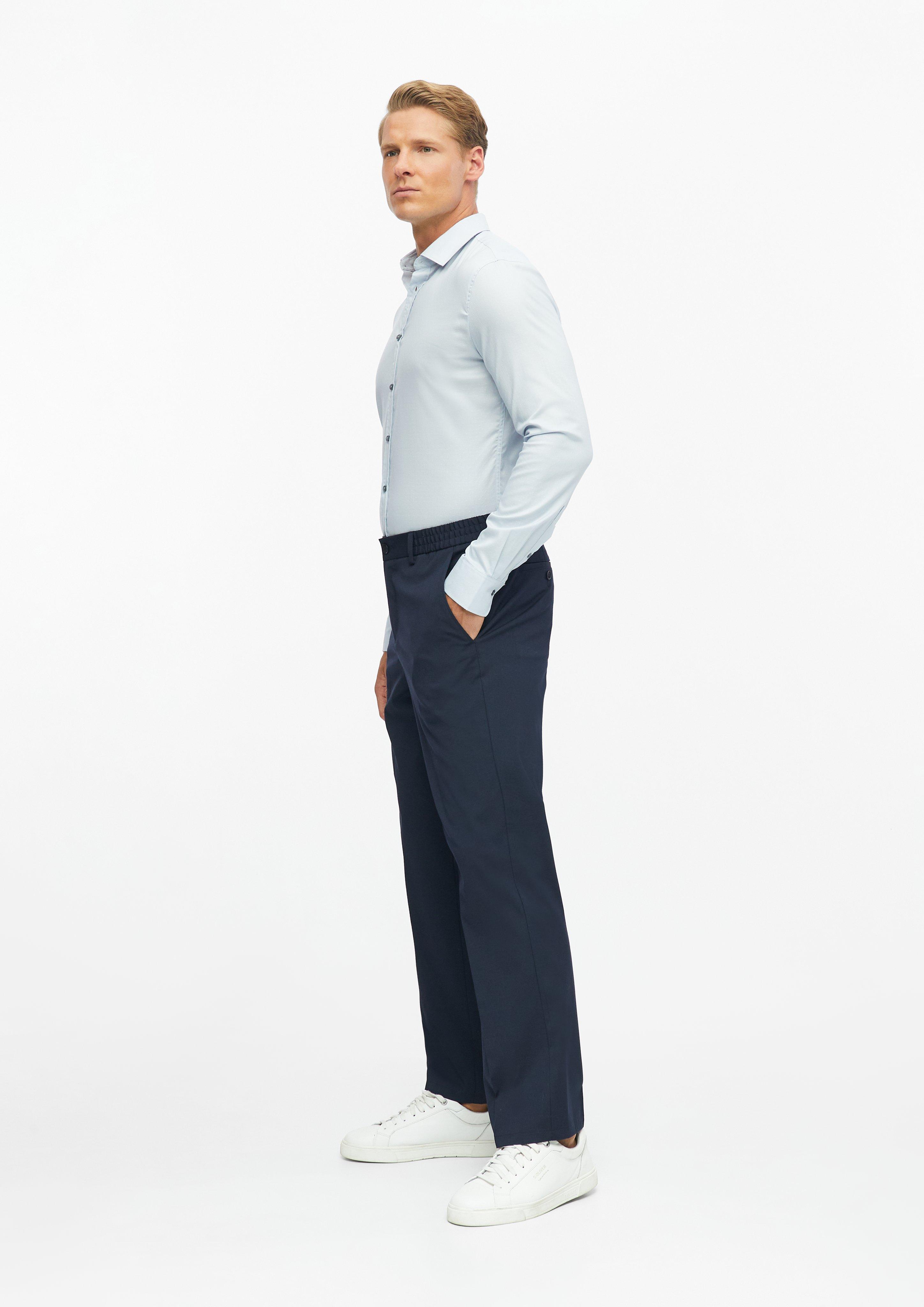 Herren Tailored Fit: Strukturiertes Hemd aus Comfort Stretch in blau von s.Oliver BLACK LABEL