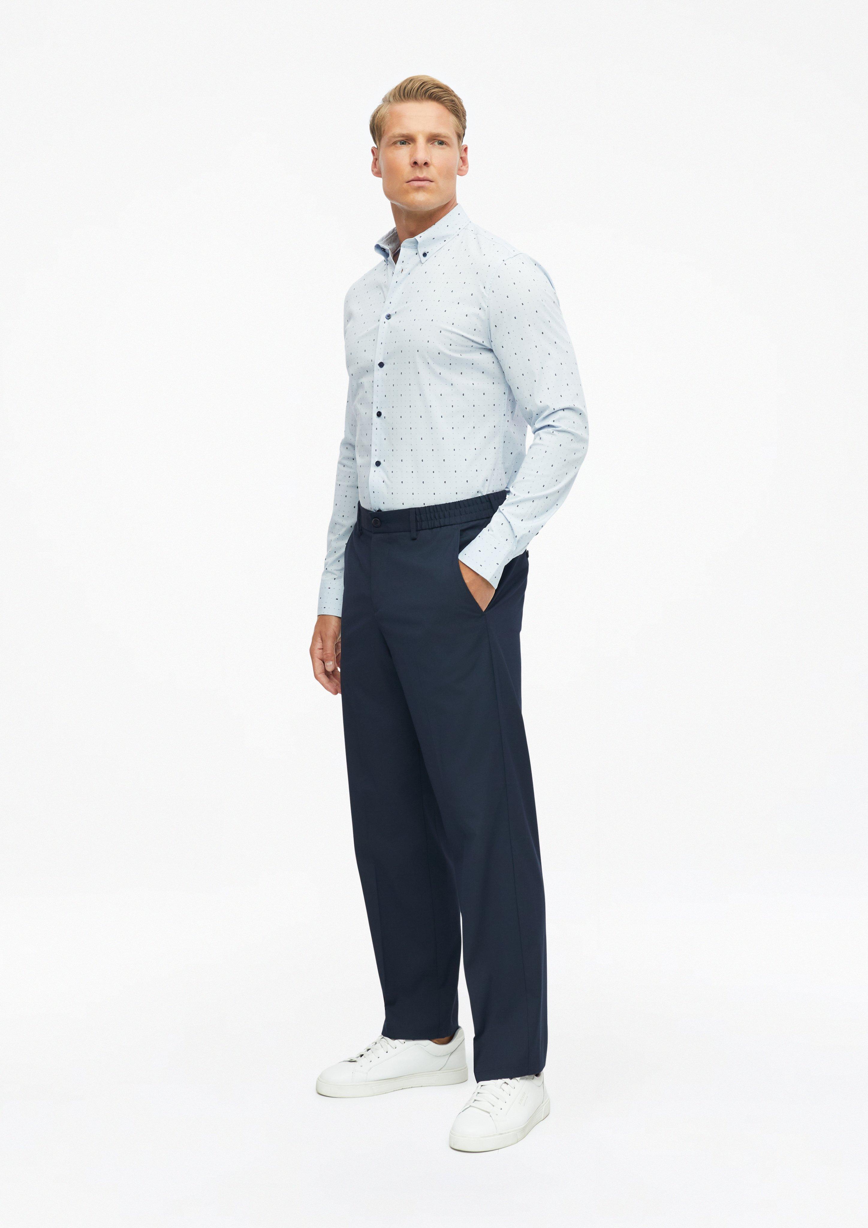 Herren Tailored Fit: Button-down-Hemd aus Comfort Stretch in blau von s.Oliver BLACK LABEL