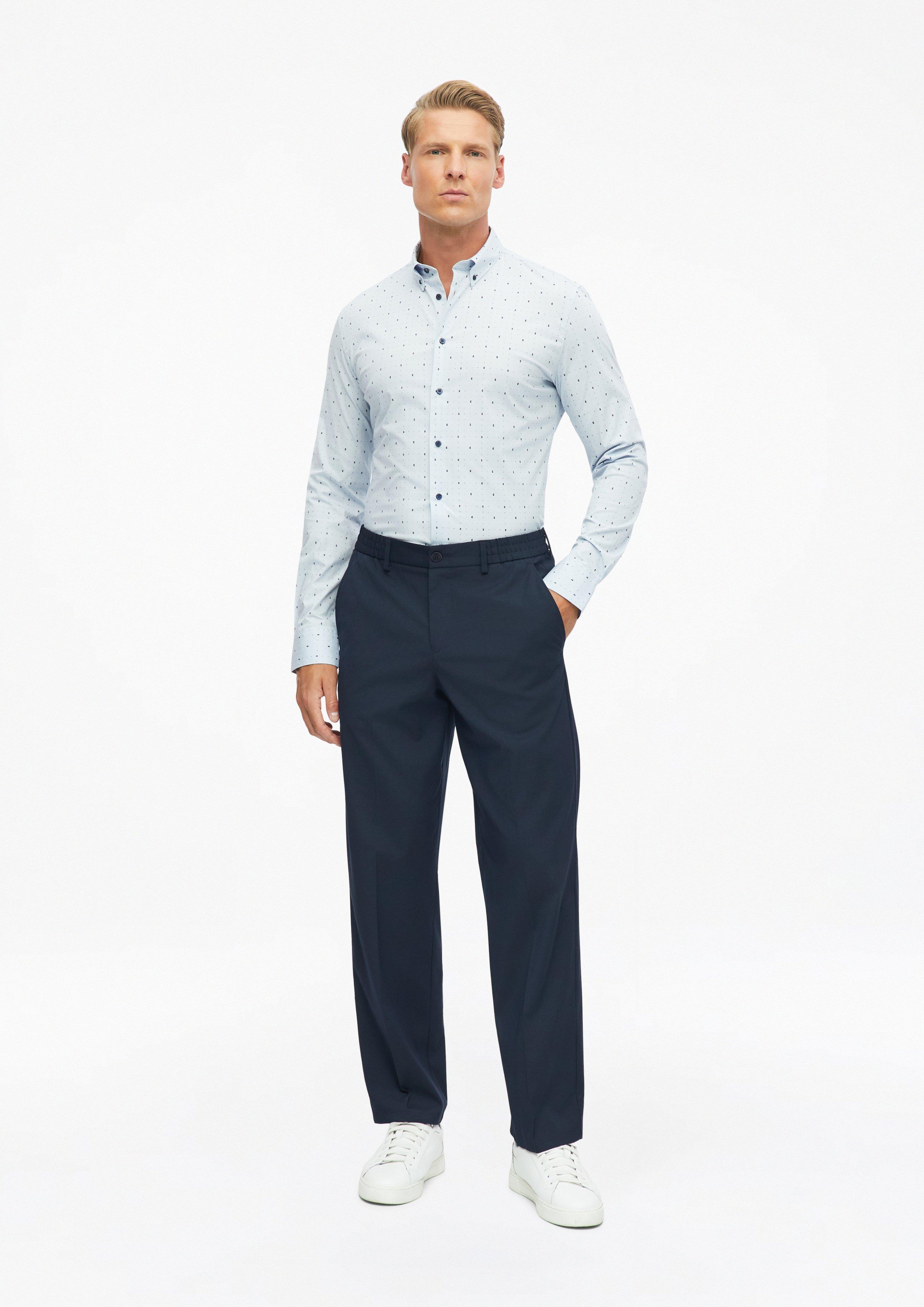 Herren Tailored Fit: Button-down-Hemd aus Comfort Stretch in blau von s.Oliver BLACK LABEL