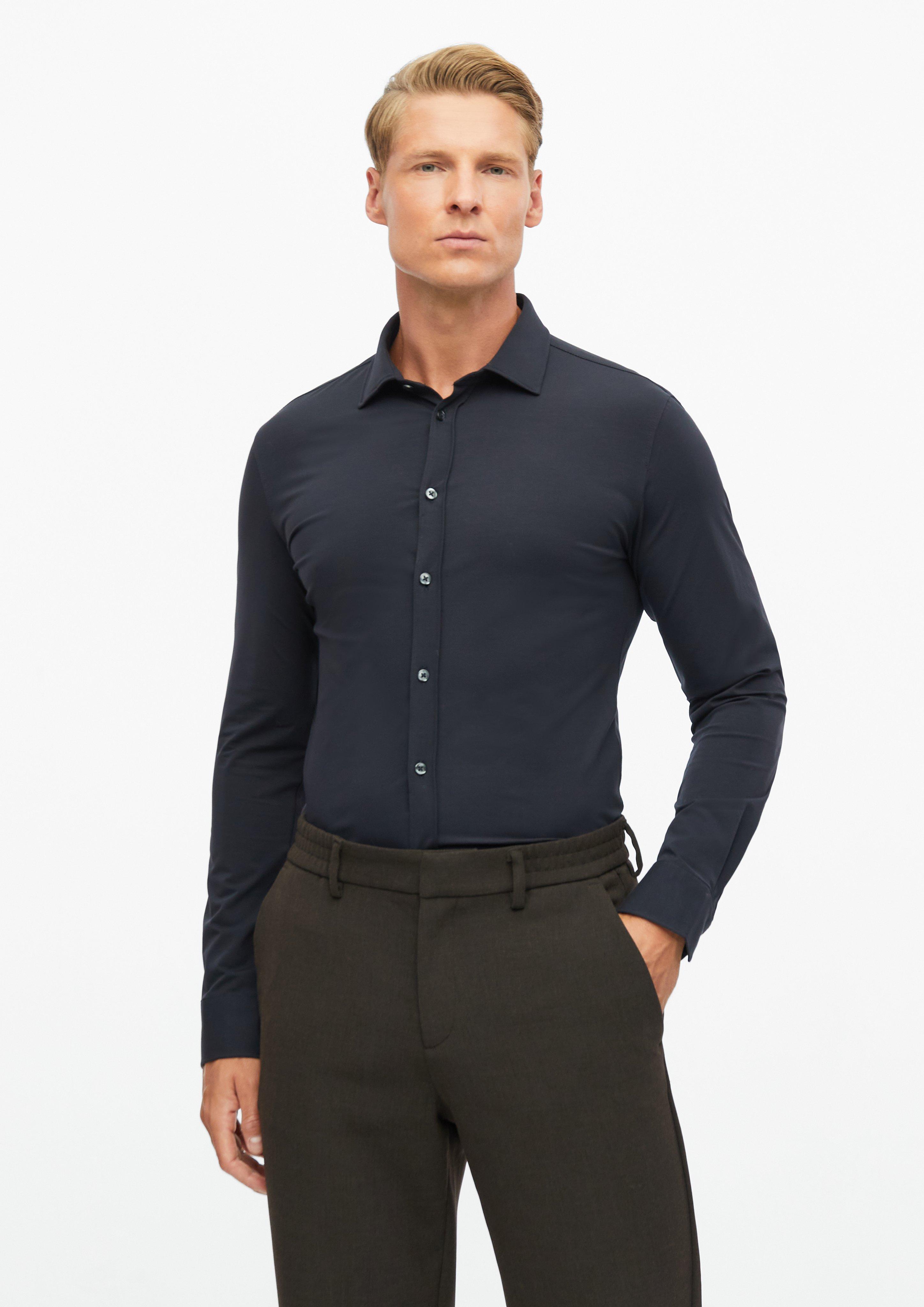 Tailored Fit: Hemd mit Kentkragen in Farbe navy von s.Oliver BLACK LABEL