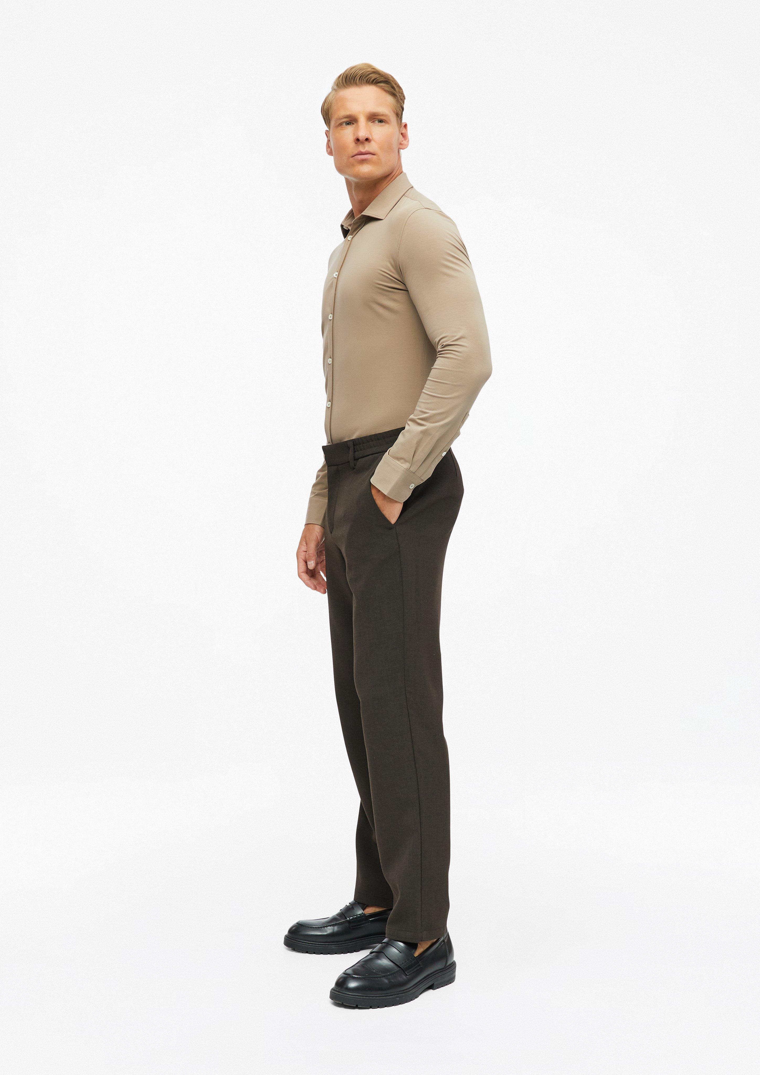 Herren Tailored Fit: Hemd mit Kentkragen in braun von s.Oliver BLACK LABEL