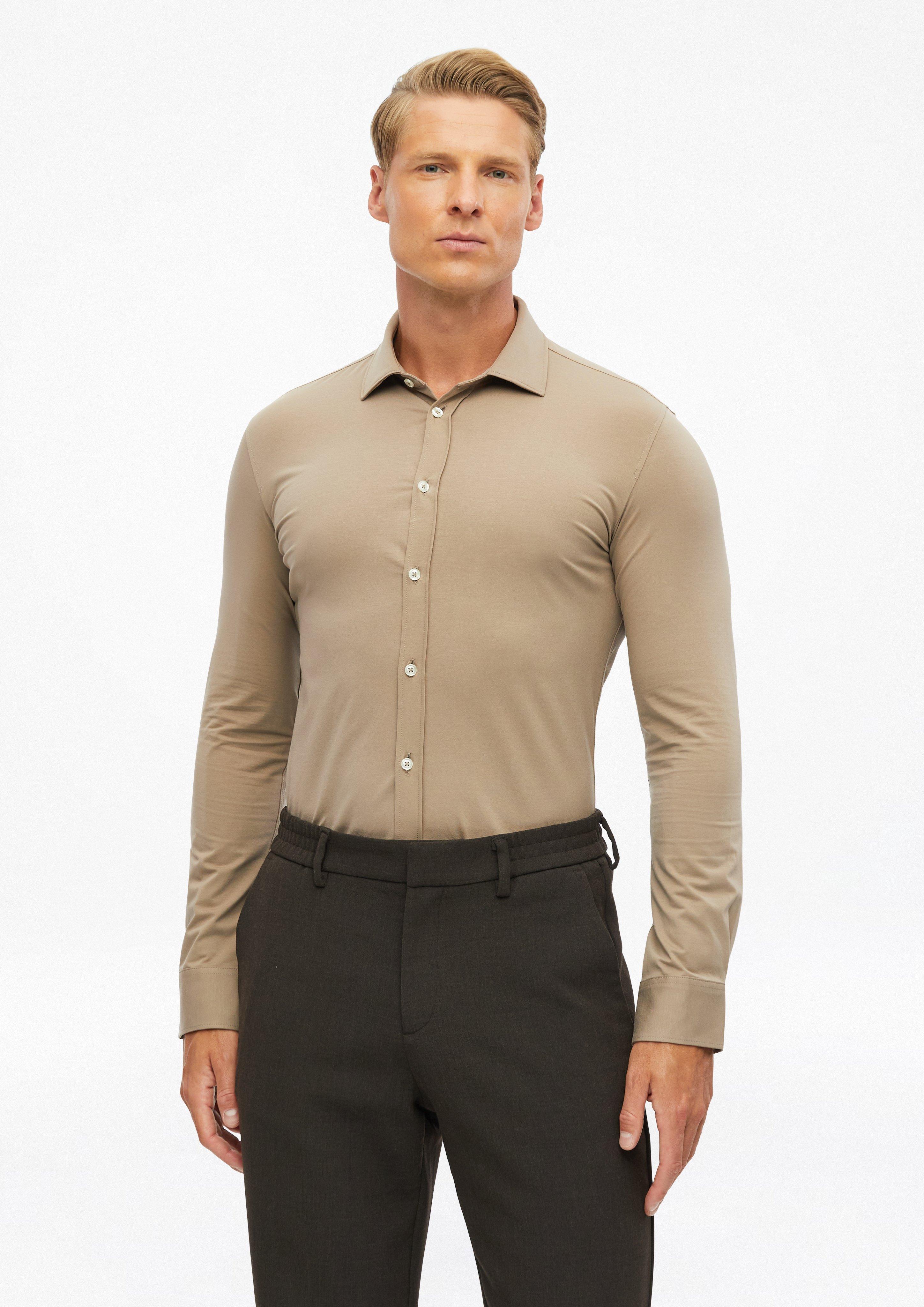 Tailored Fit: Hemd mit Kentkragen in Farbe braun von s.Oliver BLACK LABEL