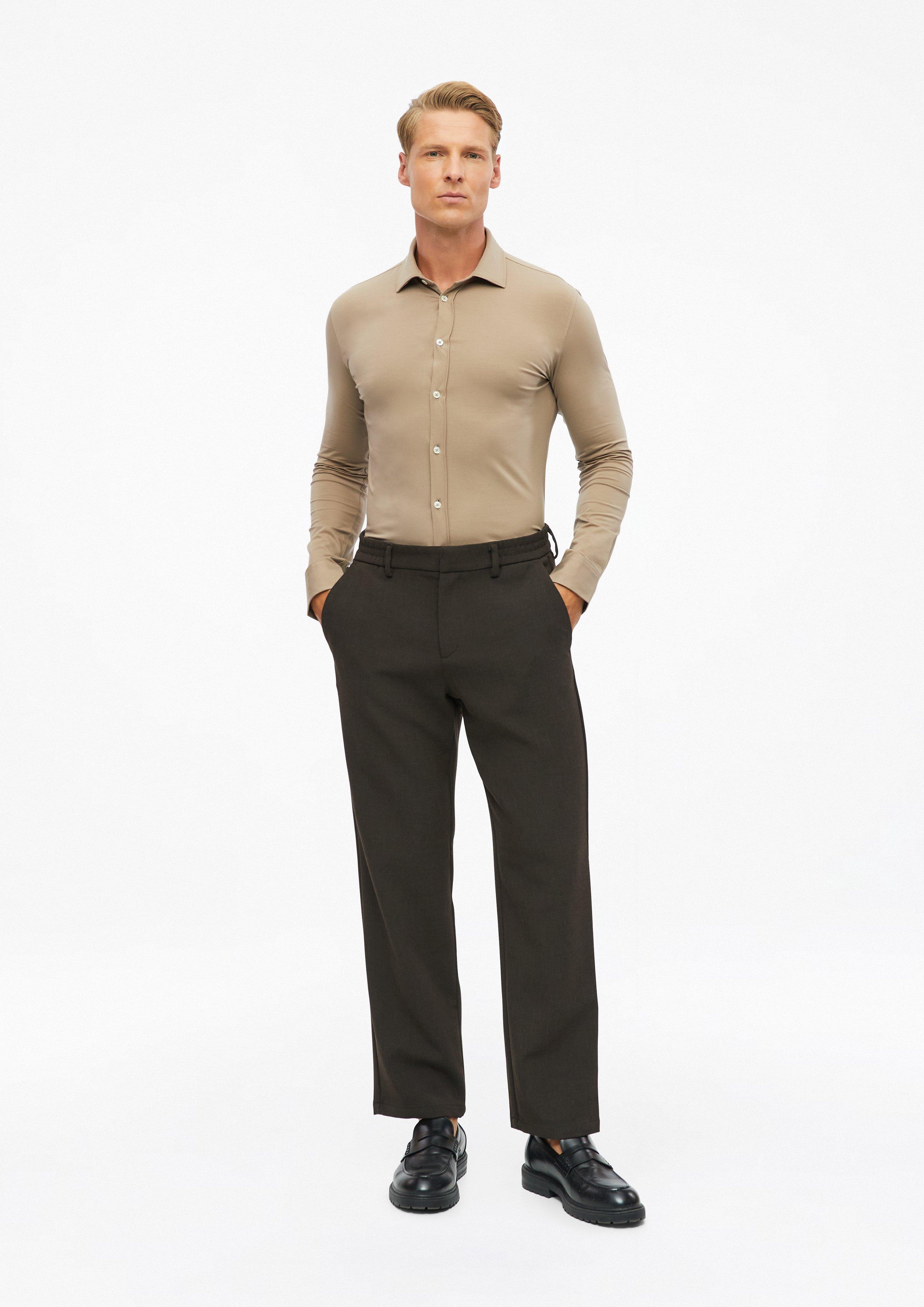 Herren Tailored Fit: Hemd mit Kentkragen in braun von s.Oliver BLACK LABEL
