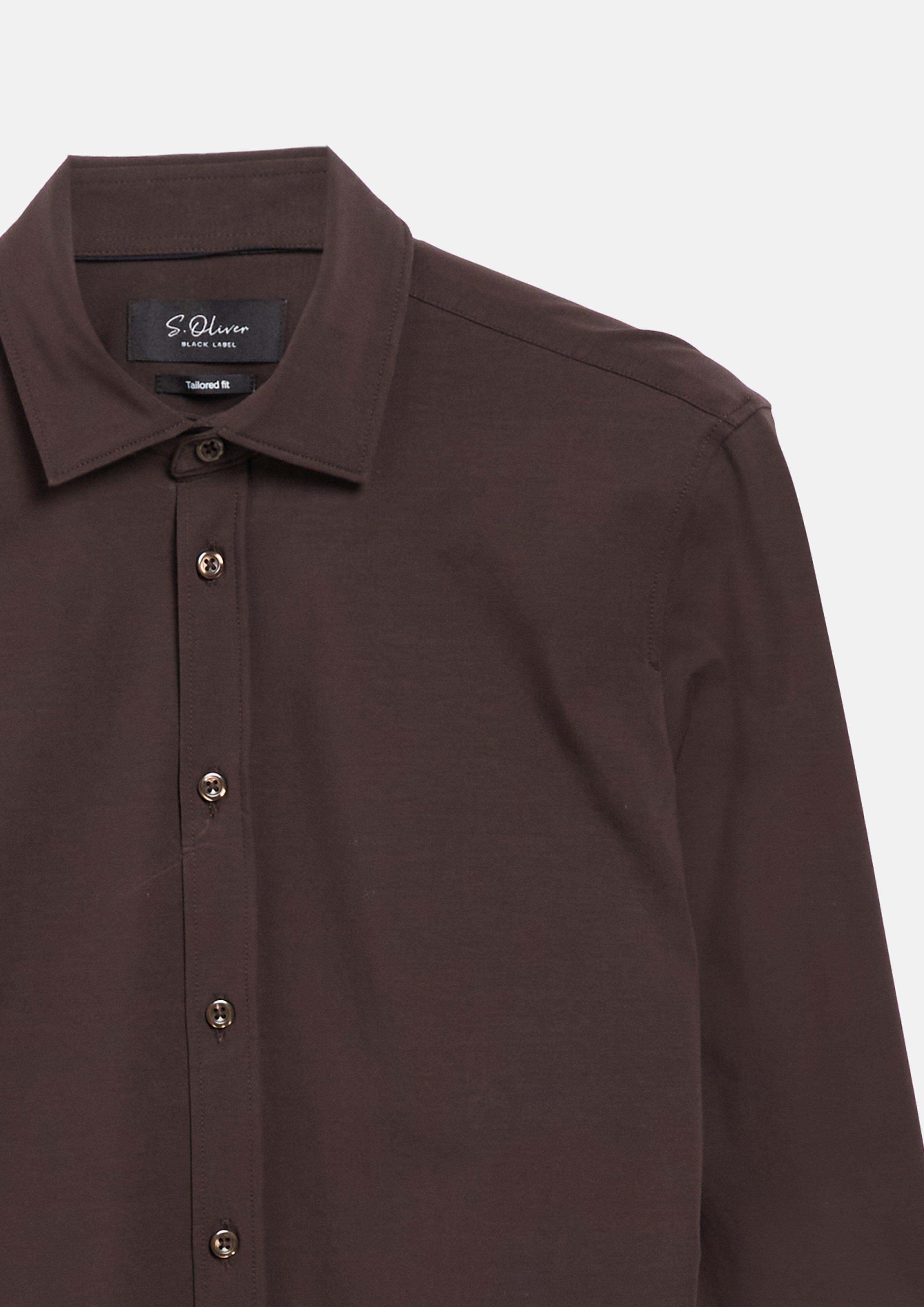 Herren Tailored Fit: Hemd mit Kentkragen in braun von s.Oliver BLACK LABEL