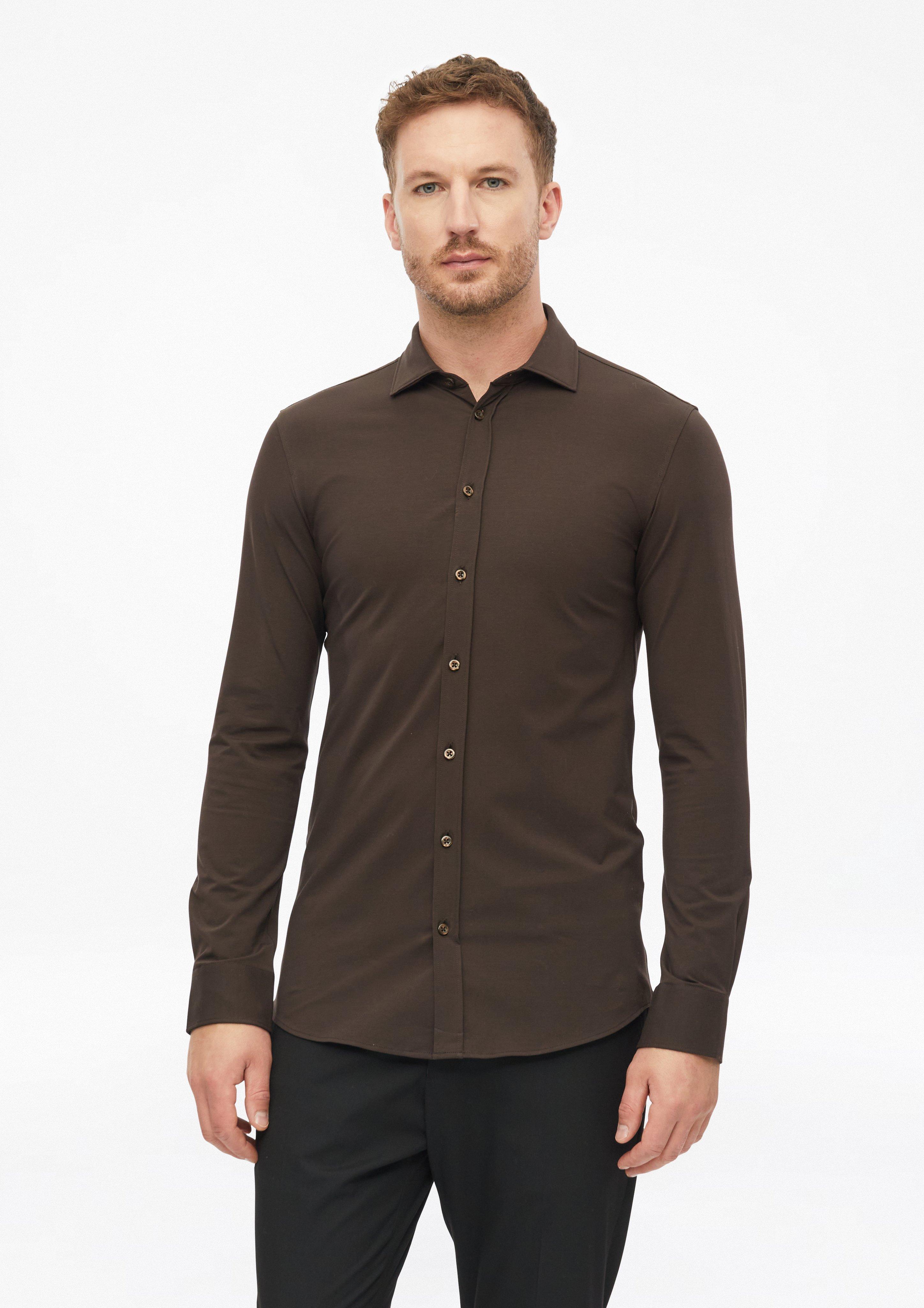 Tailored Fit: Srajca s kent ovratnikom v barvi temno rjava od s.Oliver BLACK LABEL
