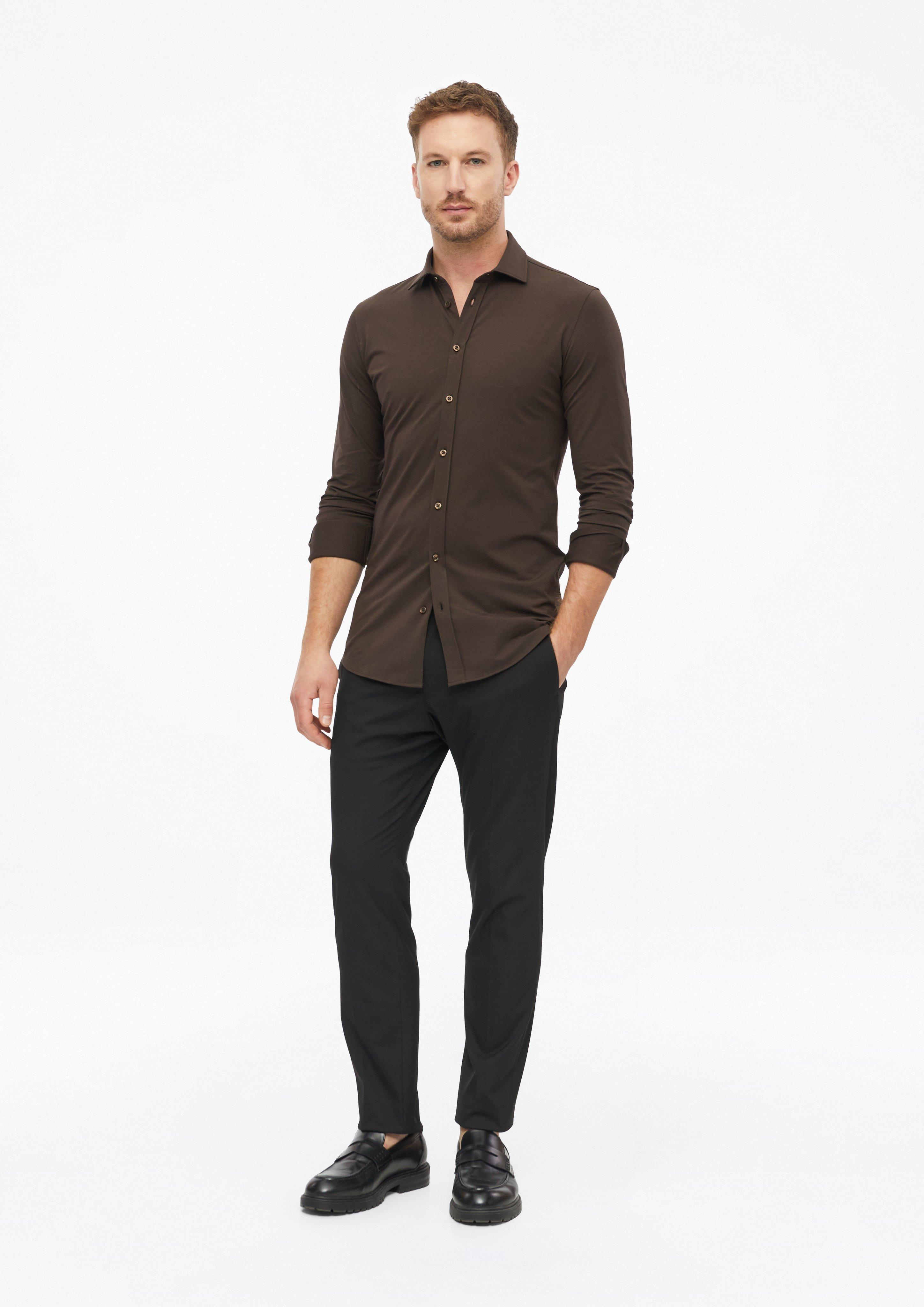 Herren Tailored Fit: Hemd mit Kentkragen in braun von s.Oliver BLACK LABEL