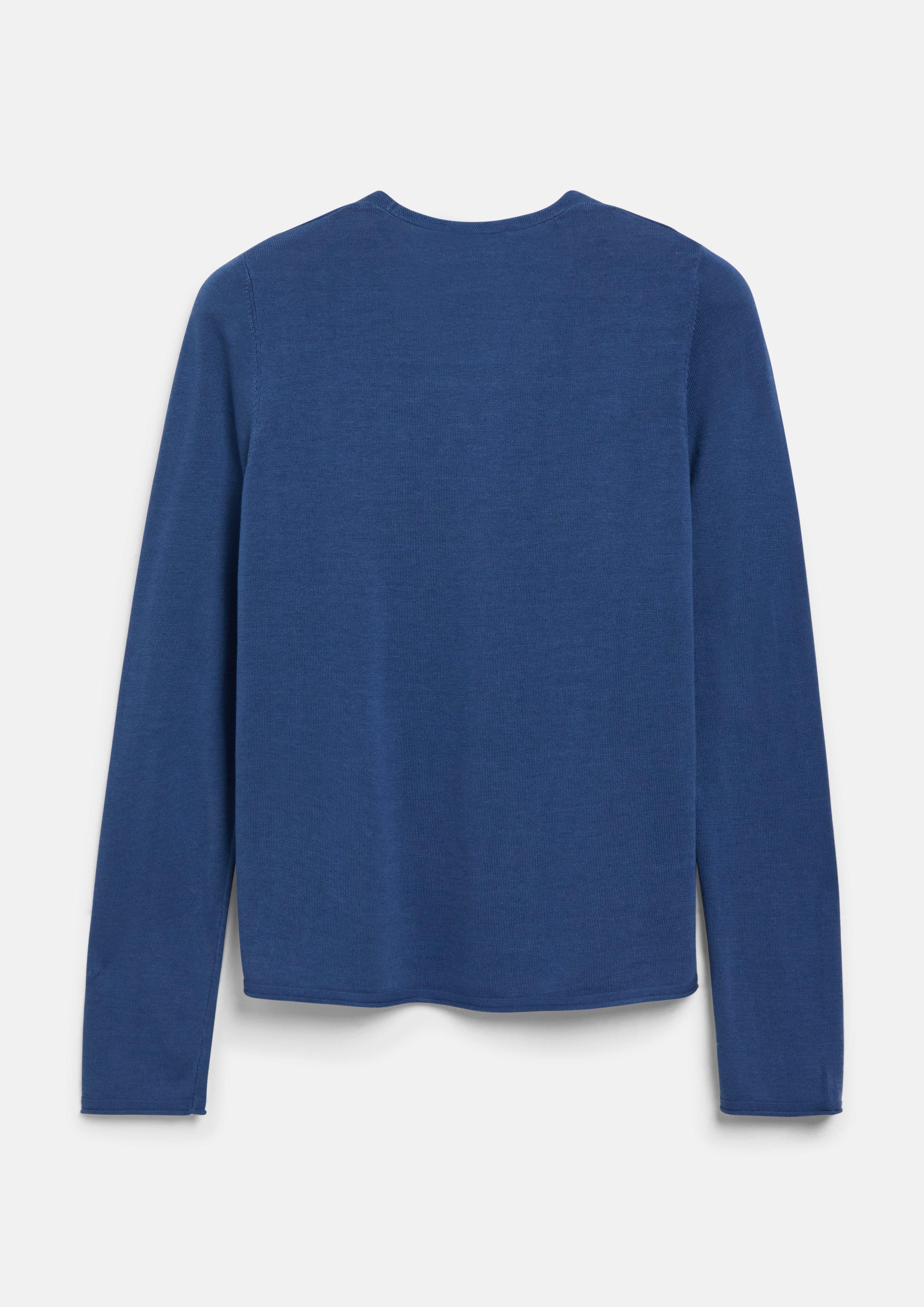 Damen Strickpullover mit V-Ausschnitt und Rollkanten in blau von s.Oliver