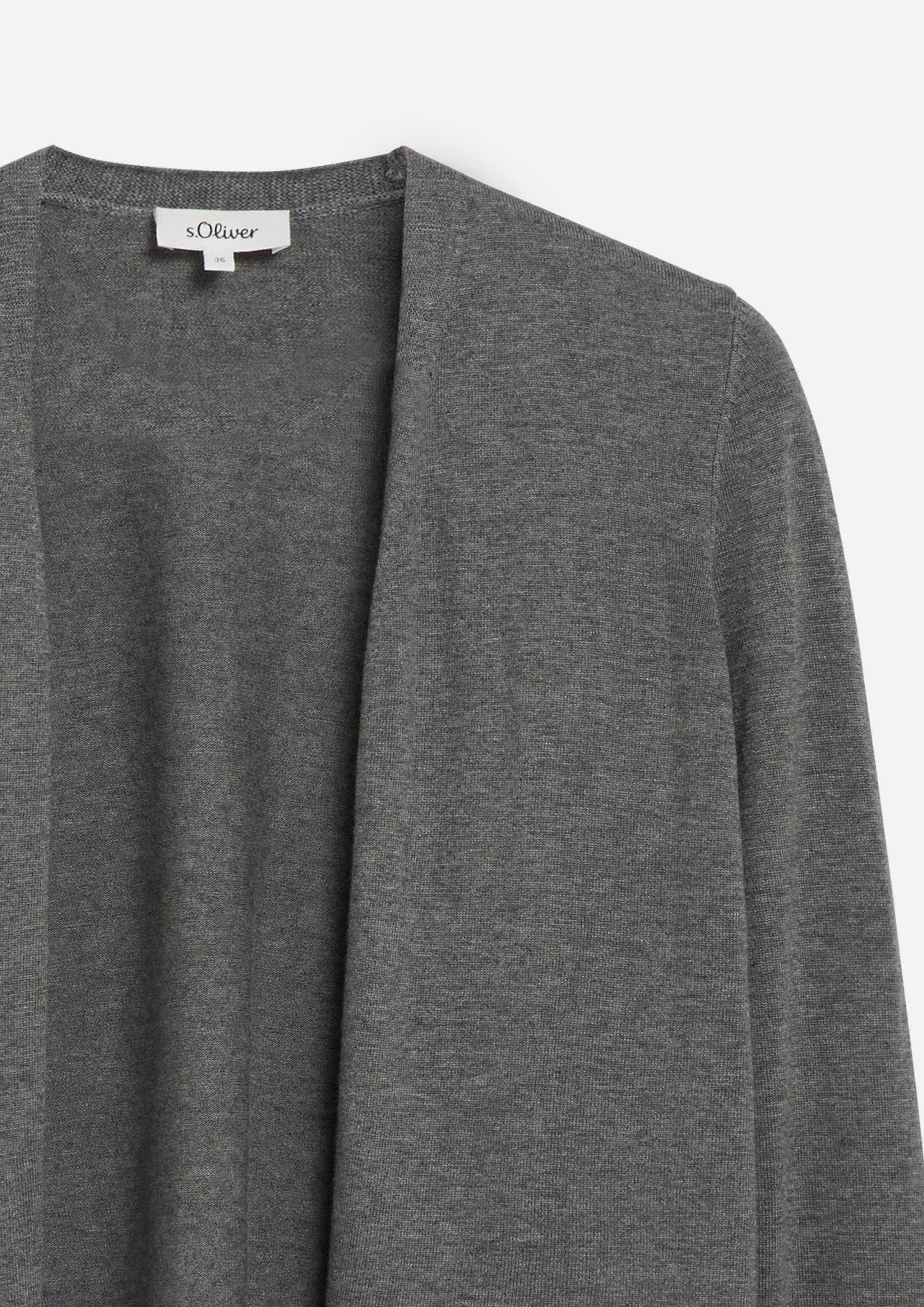 Damen Weicher Feinstrick-Cardigan mit Rollkanten in grau von s.Oliver