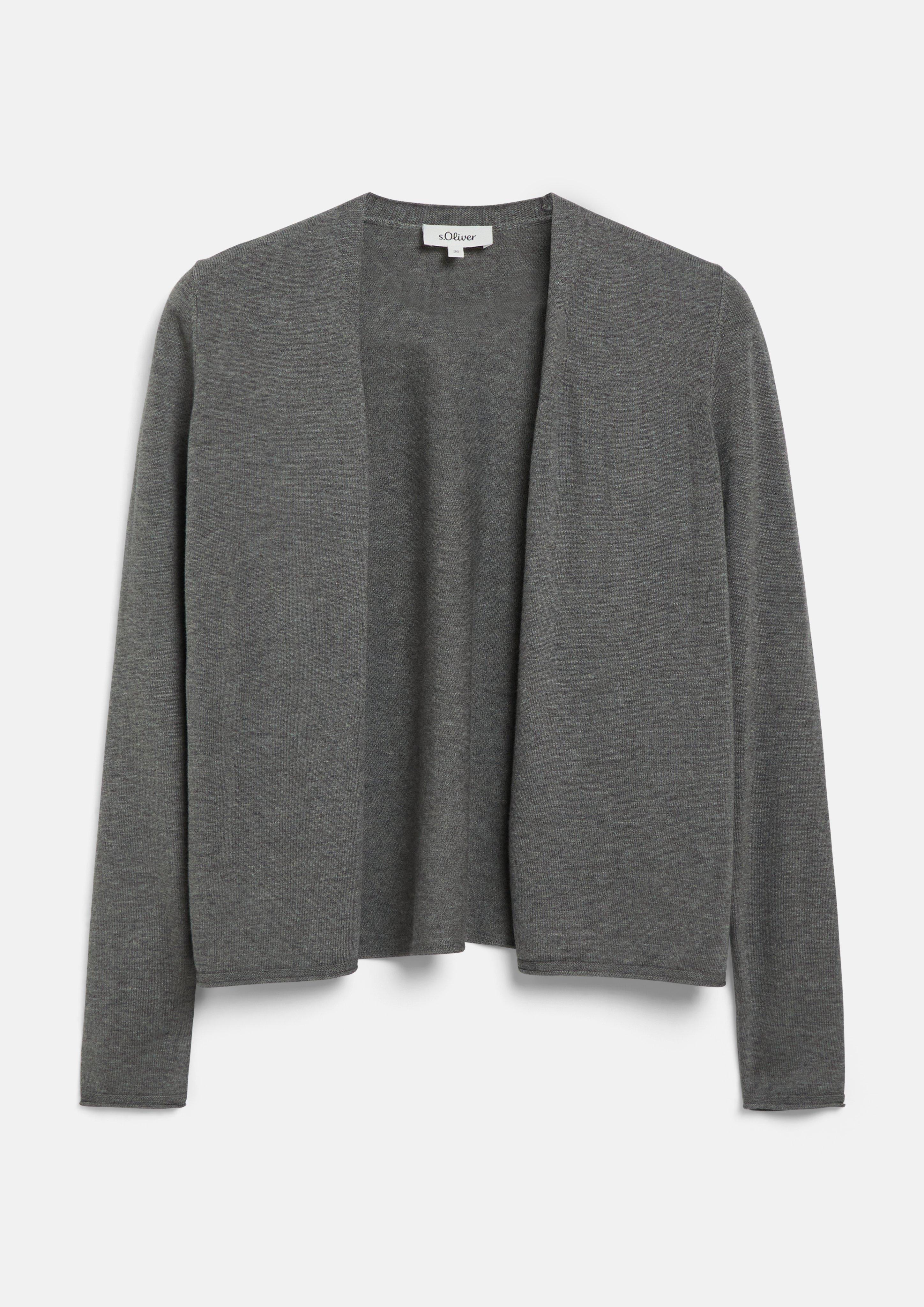 Damen Weicher Feinstrick-Cardigan mit Rollkanten in grau von s.Oliver