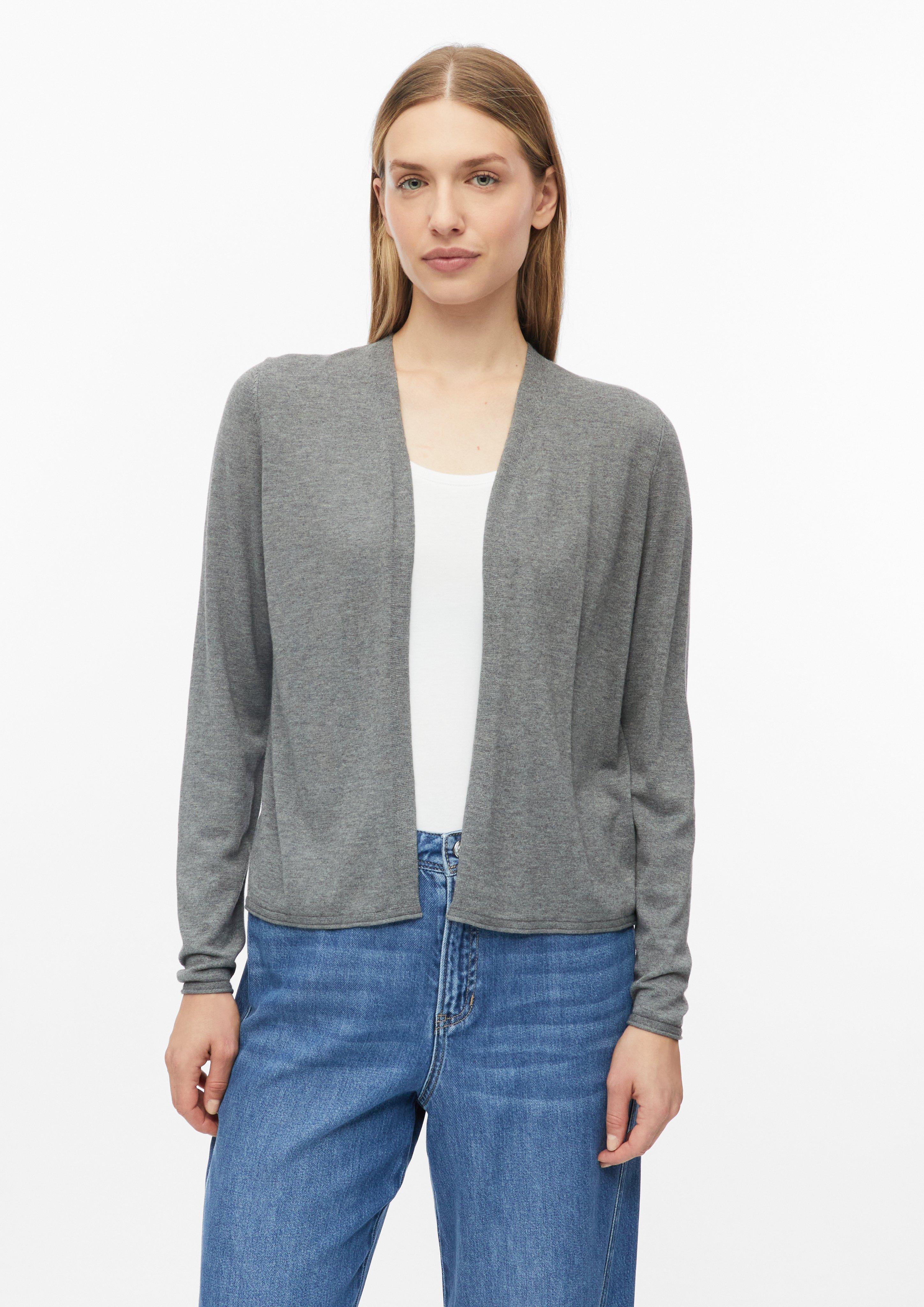 Weicher Feinstrick-Cardigan mit Rollkanten in Farbe grau von s.Oliver
