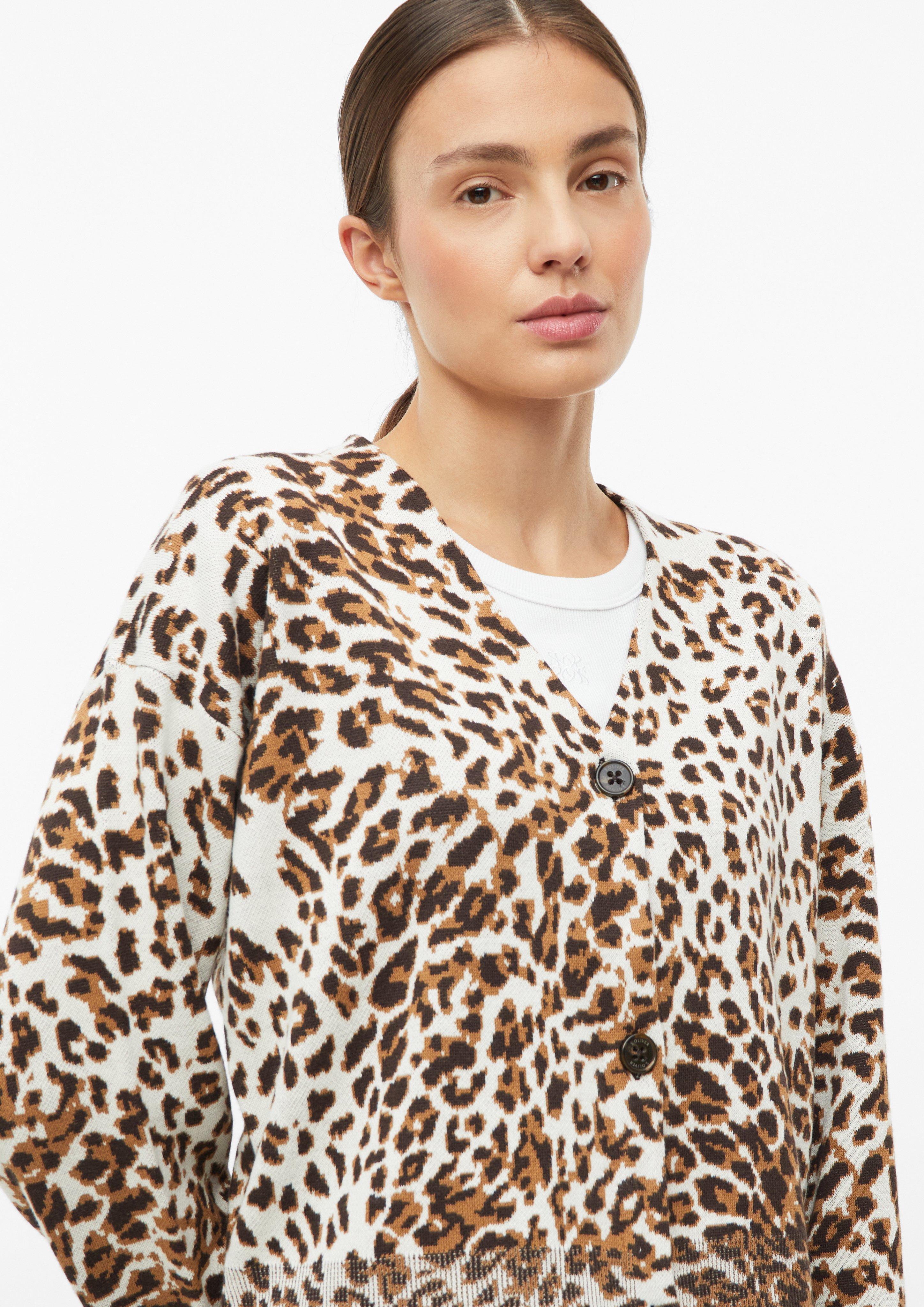 Dames Vest met luipaardjacquardpatroon in crème van s.Oliver