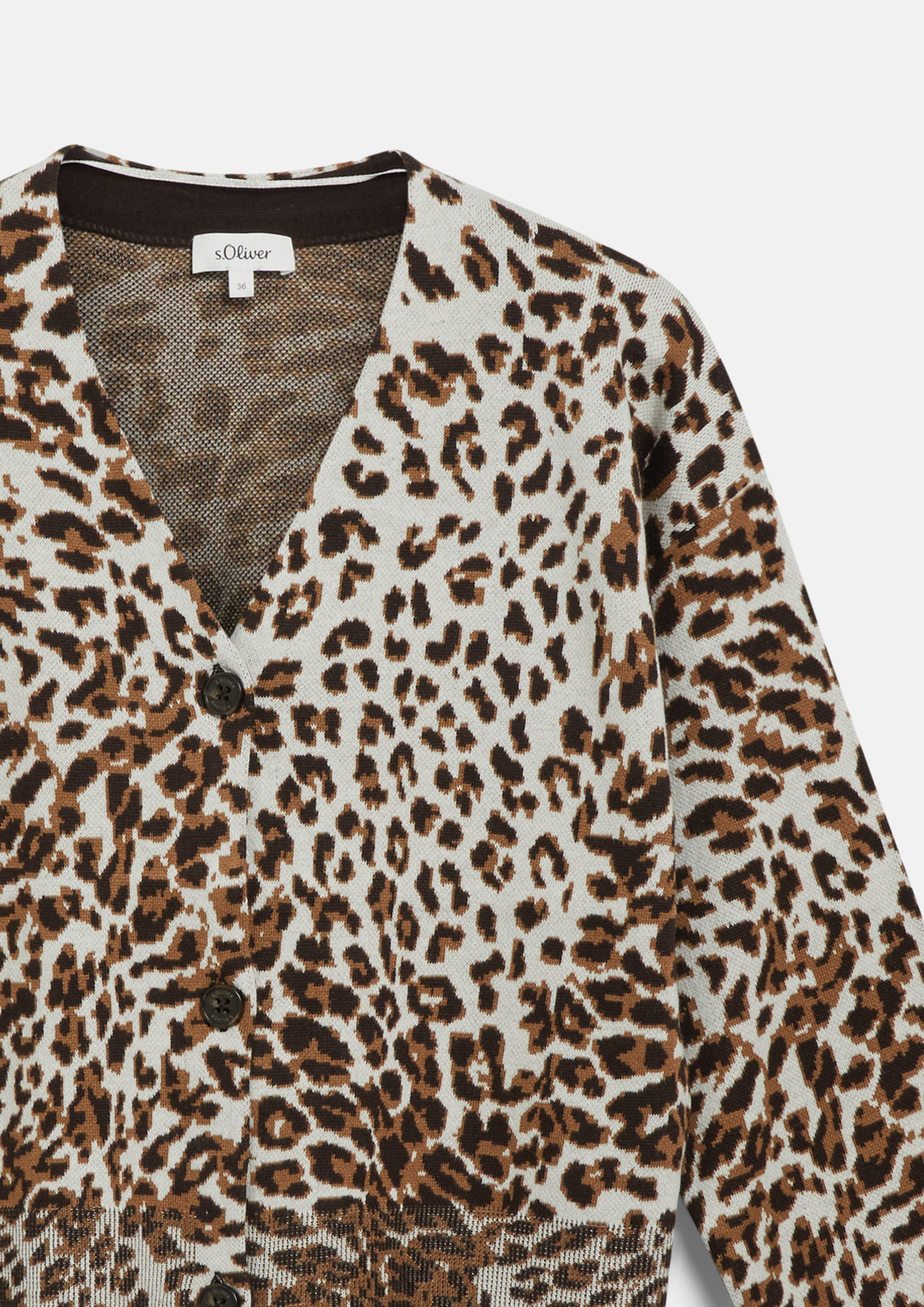 Dames Vest met luipaardjacquardpatroon in crème van s.Oliver