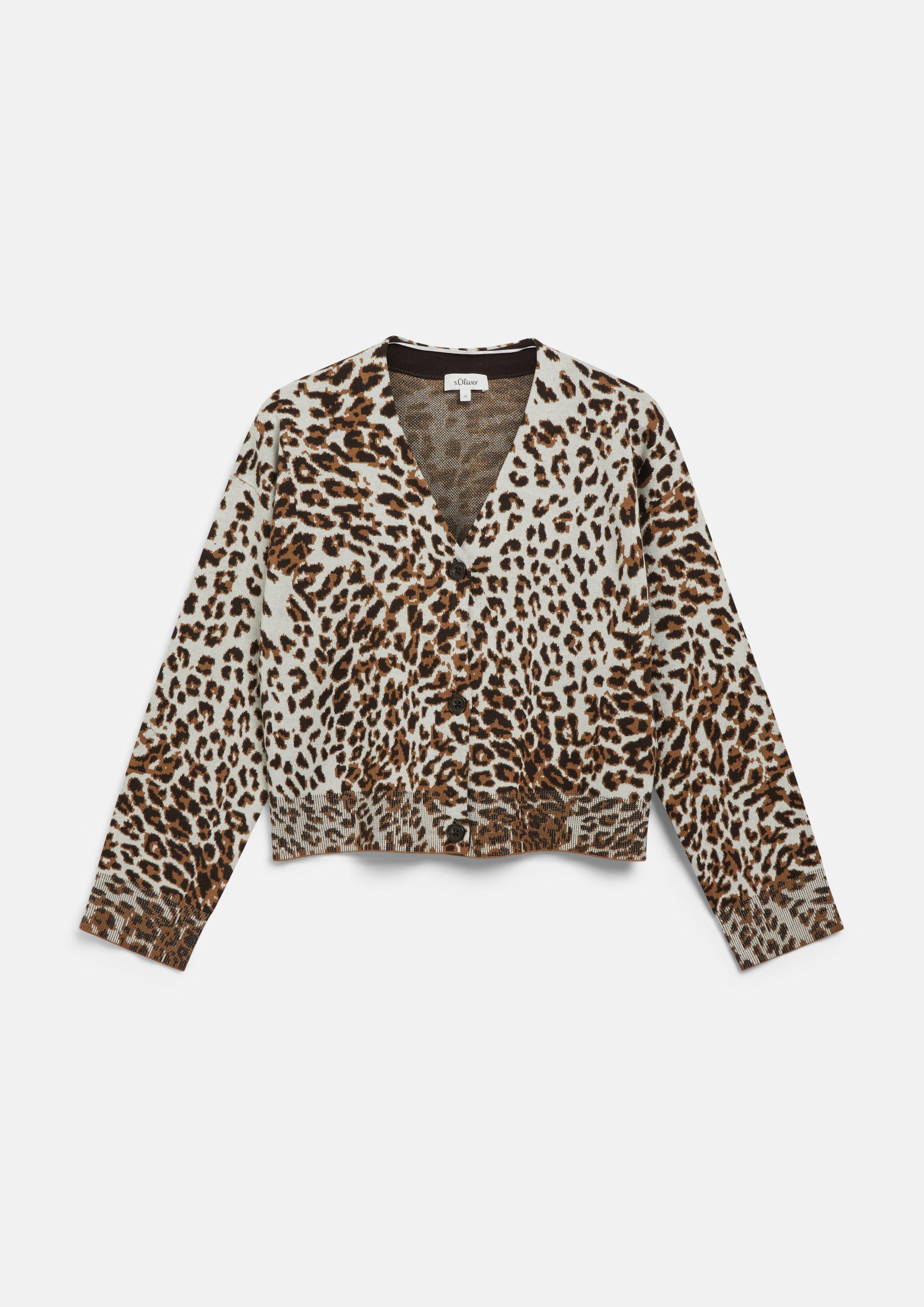 Women Cardigan with leopard-print jacquard pattern in cream by s.Oliver