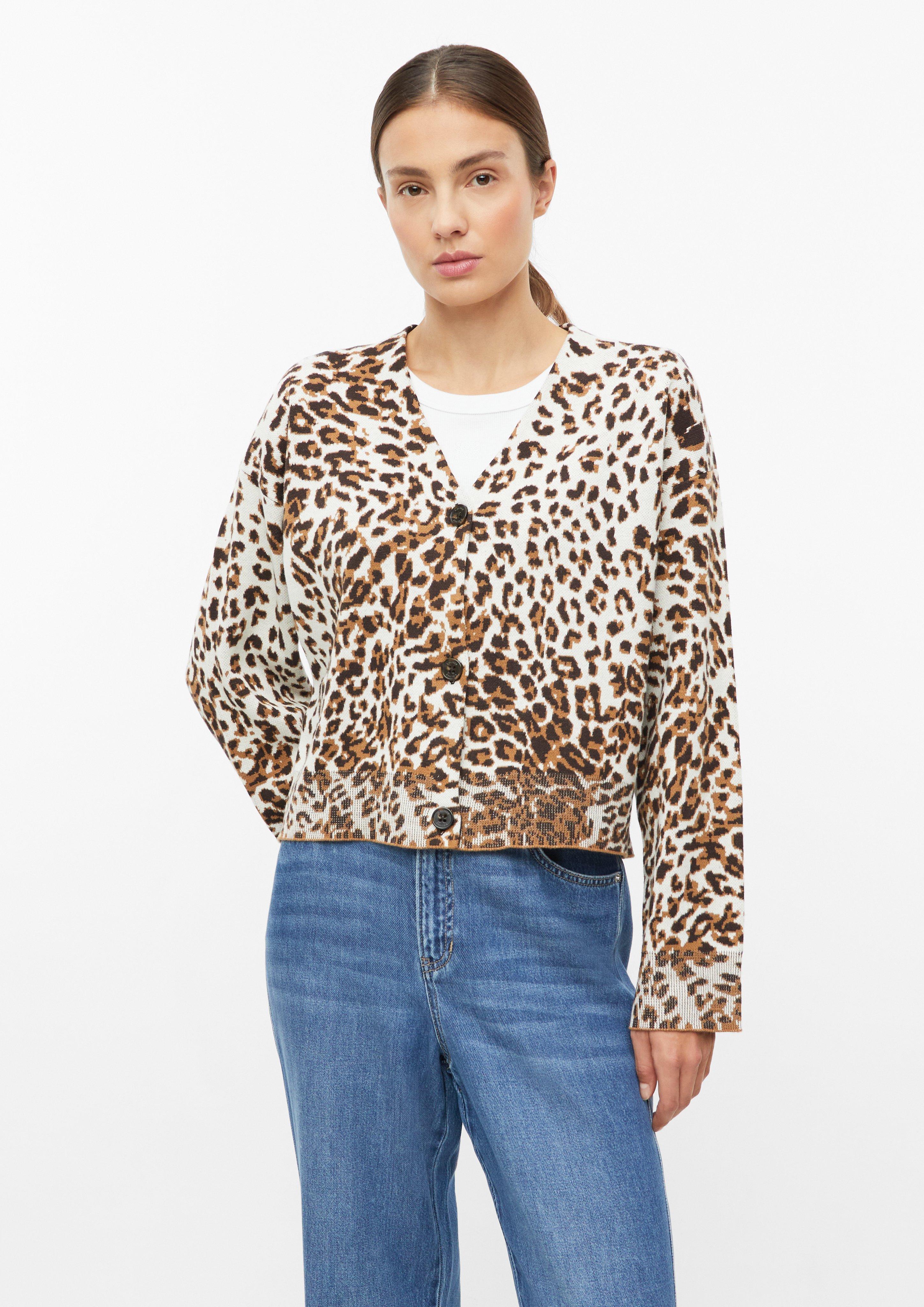 Cardigan mit Leo-Jacquardmuster in Farbe creme von s.Oliver
