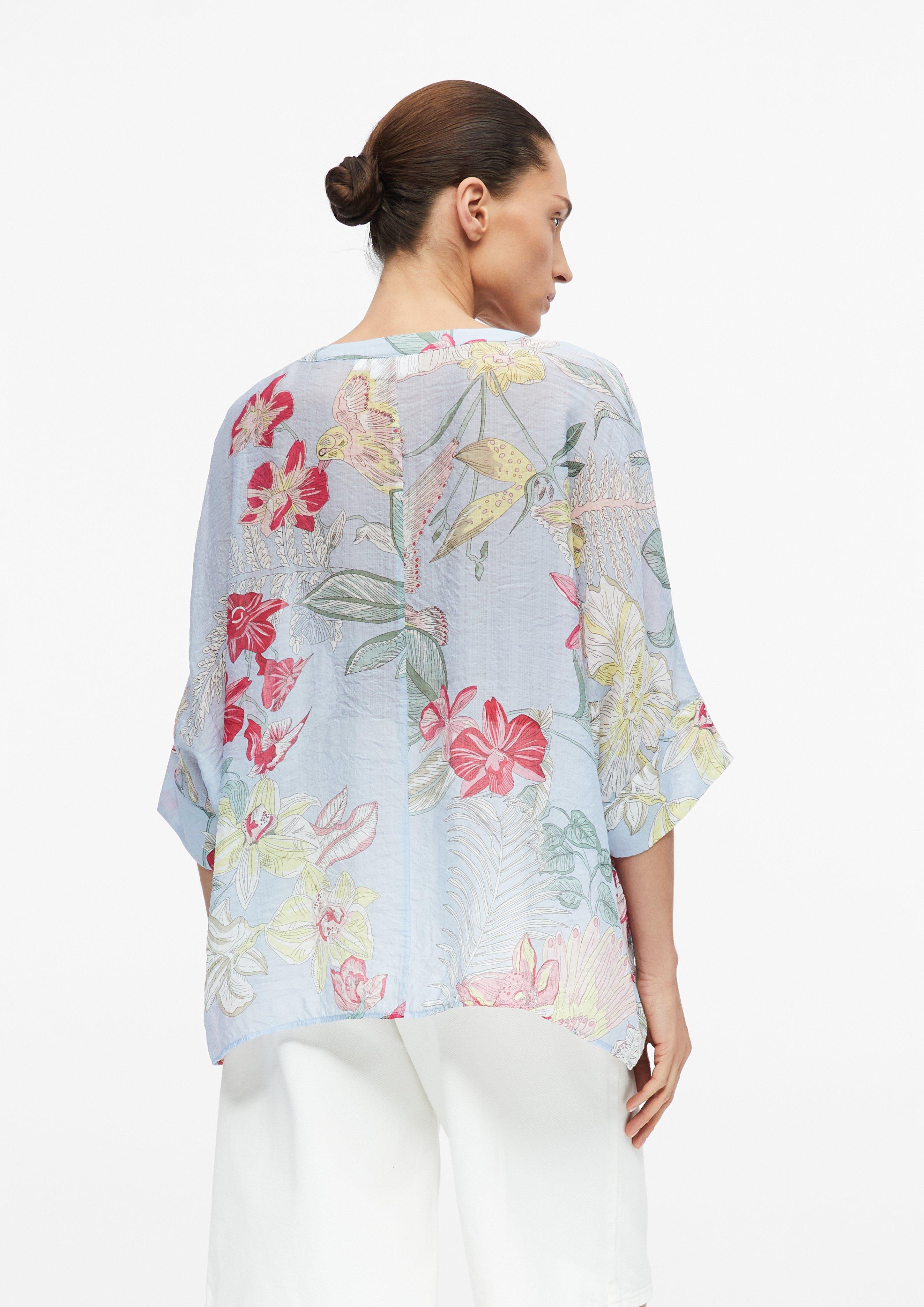 Semi-sheer tunic blouse made from a viscose blend in blue by COMMA