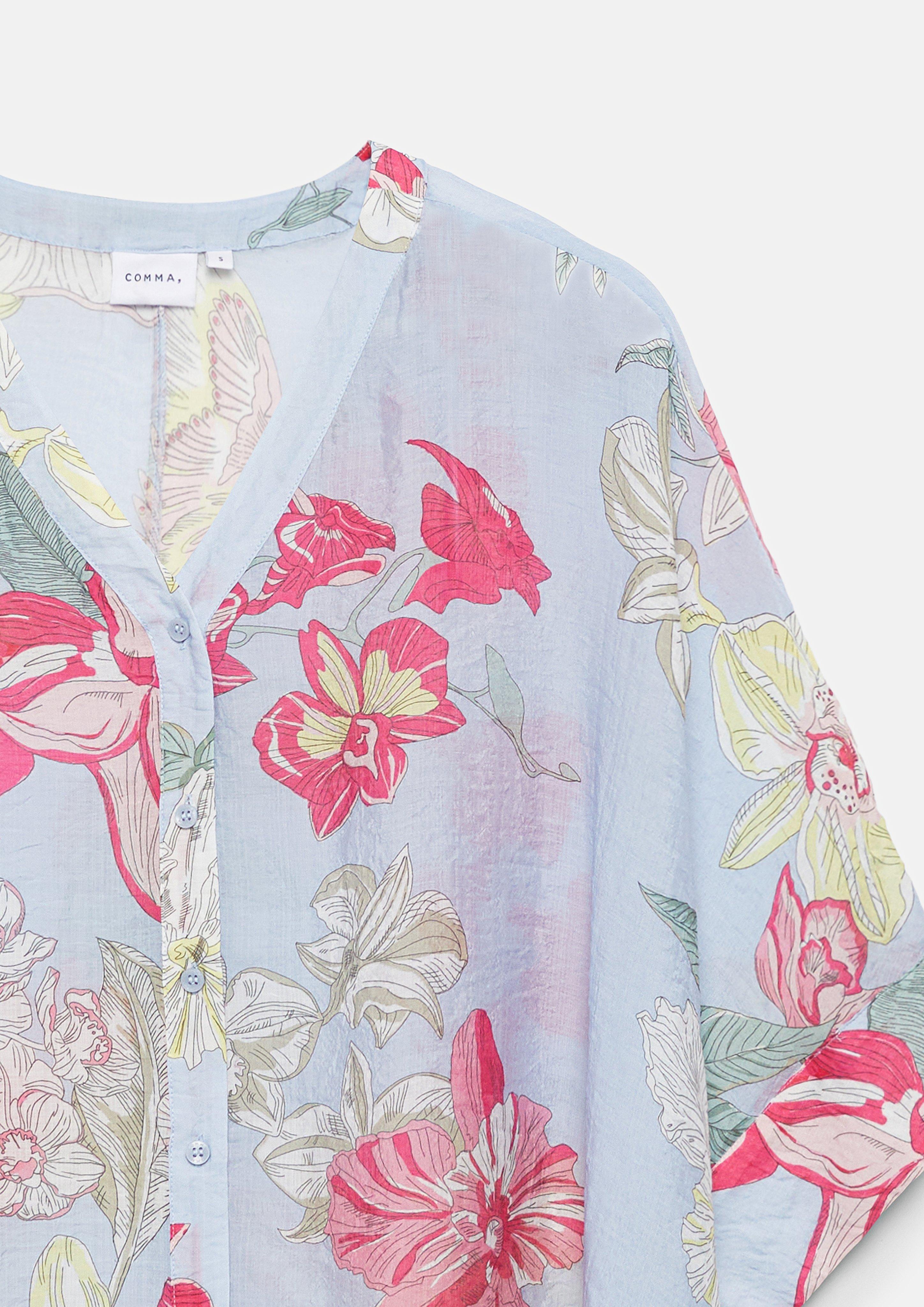 Semi-sheer tunic blouse made from a viscose blend in blue by COMMA