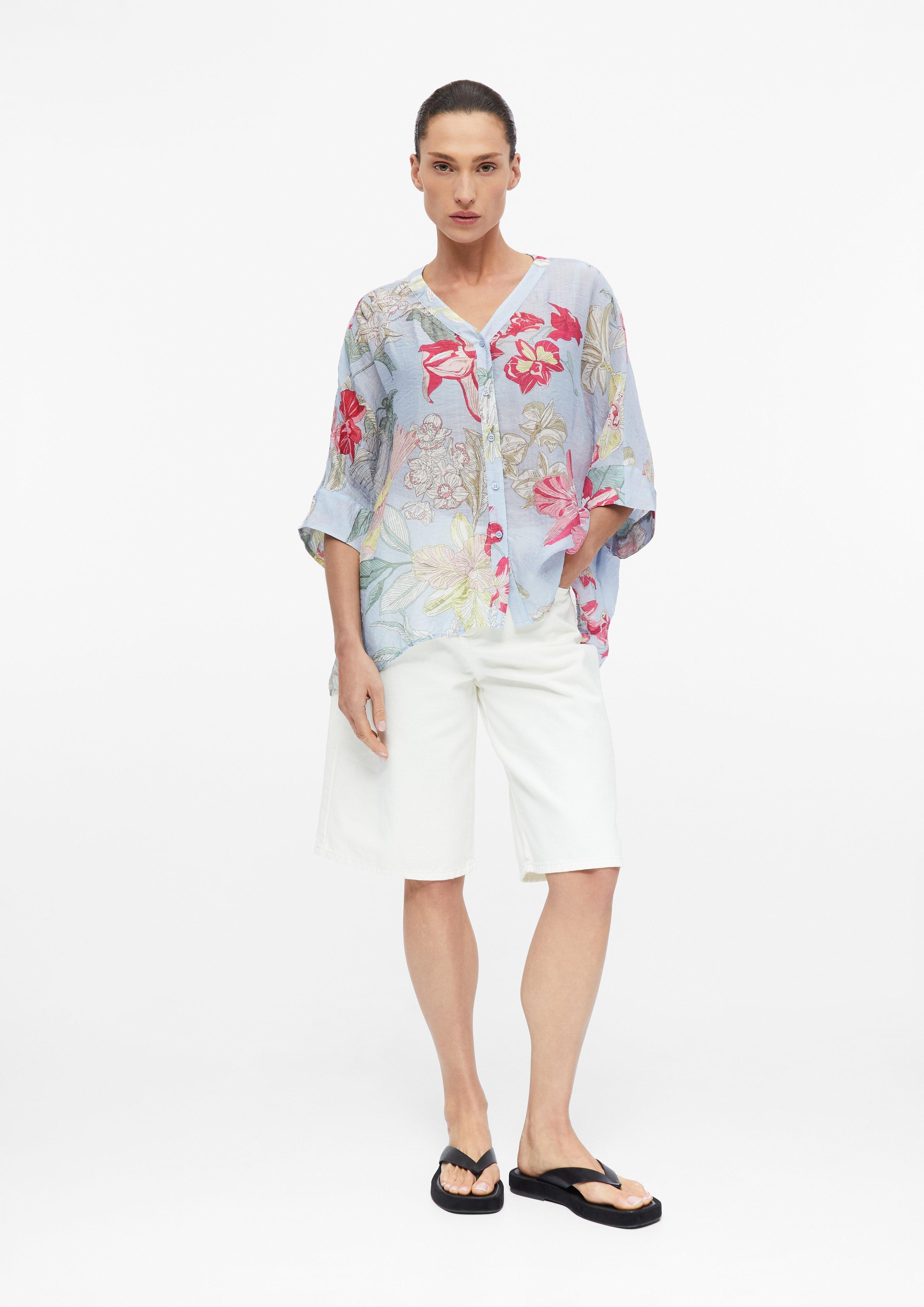 Semi-sheer tunic blouse made from a viscose blend in blue by COMMA