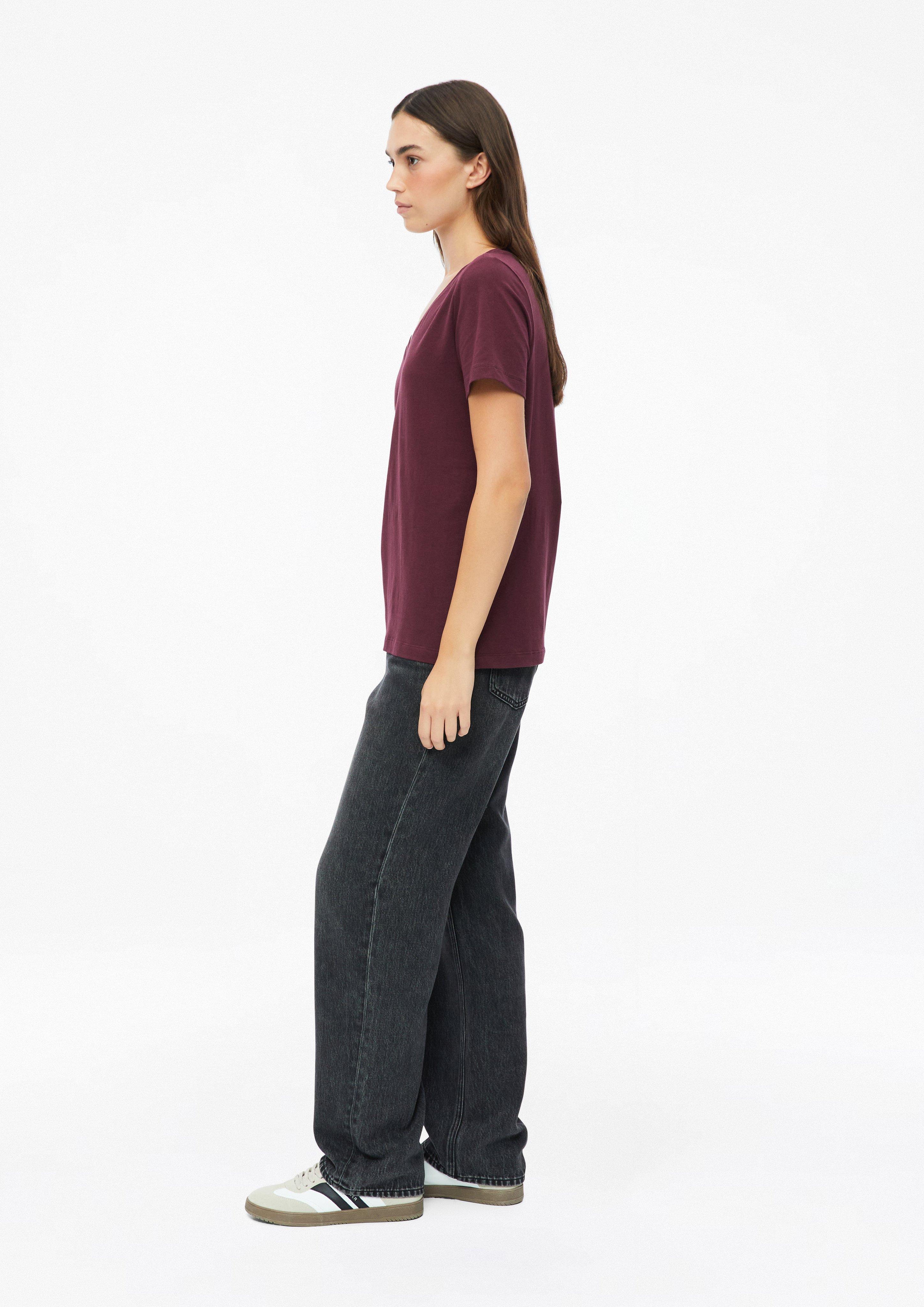 Damen T-Shirt mit V-Ausschnitt in rot von s.Oliver