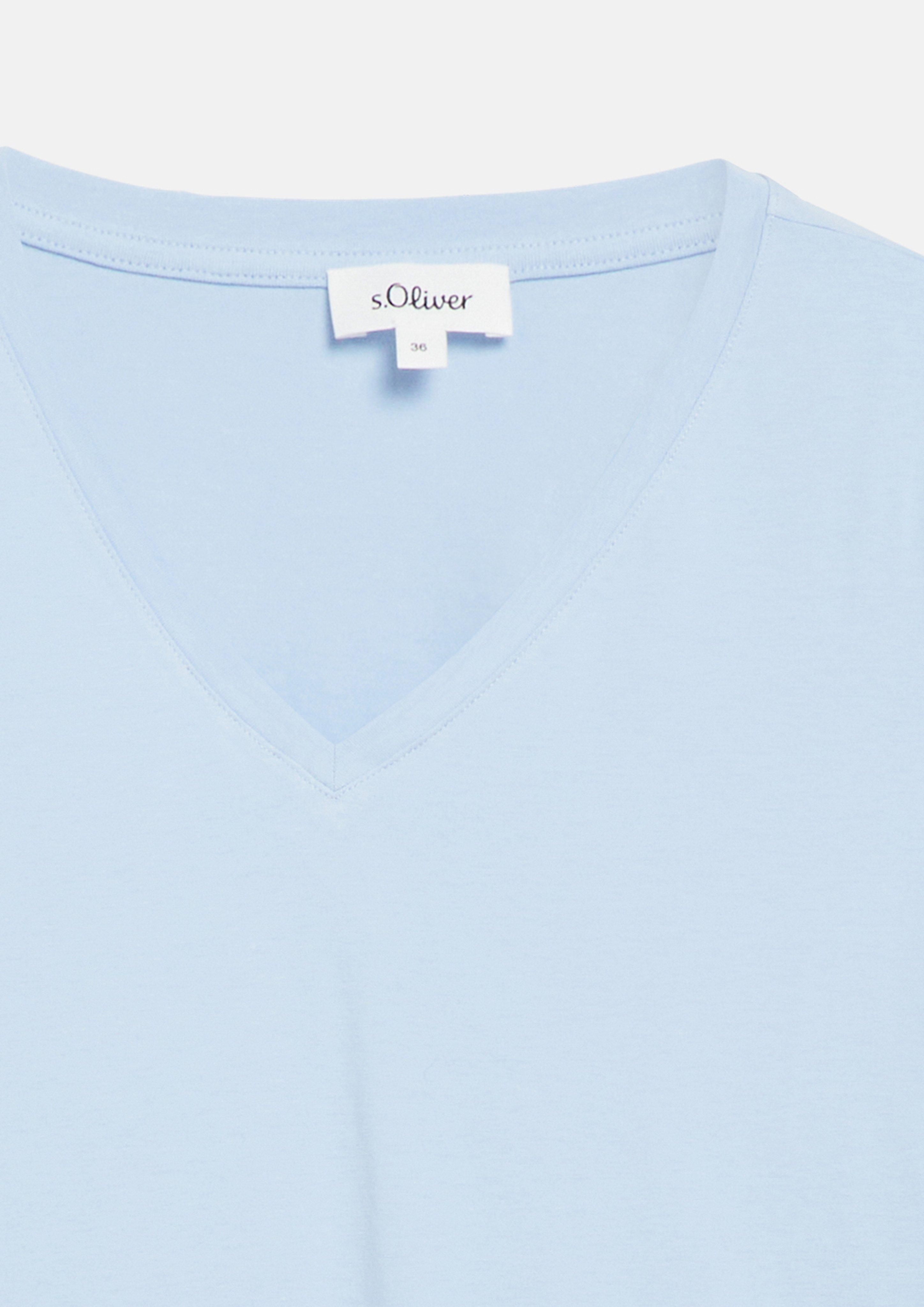 Damen T-Shirt mit V-Ausschnitt in blau von s.Oliver