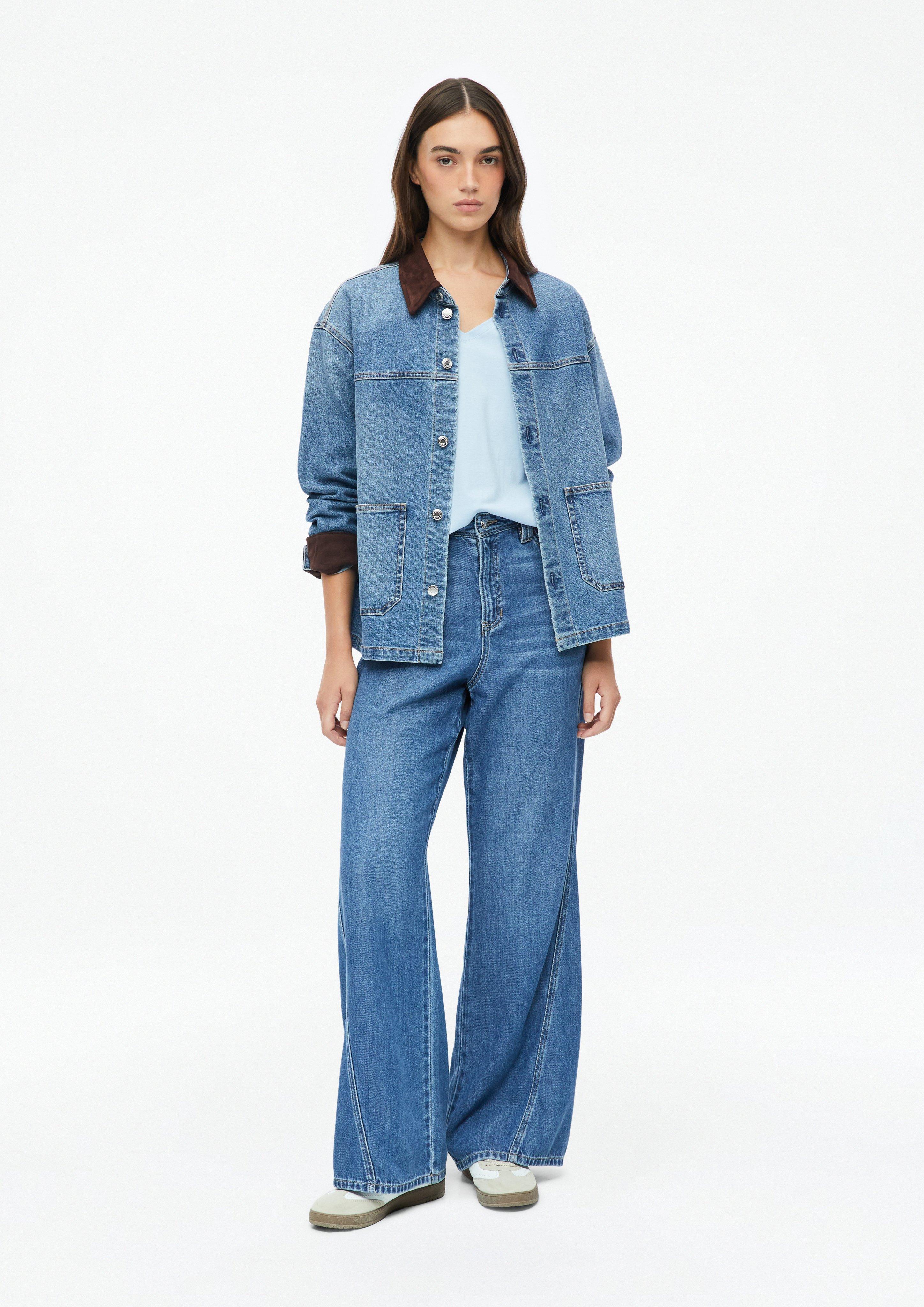 Damen T-Shirt mit V-Ausschnitt in blau von s.Oliver