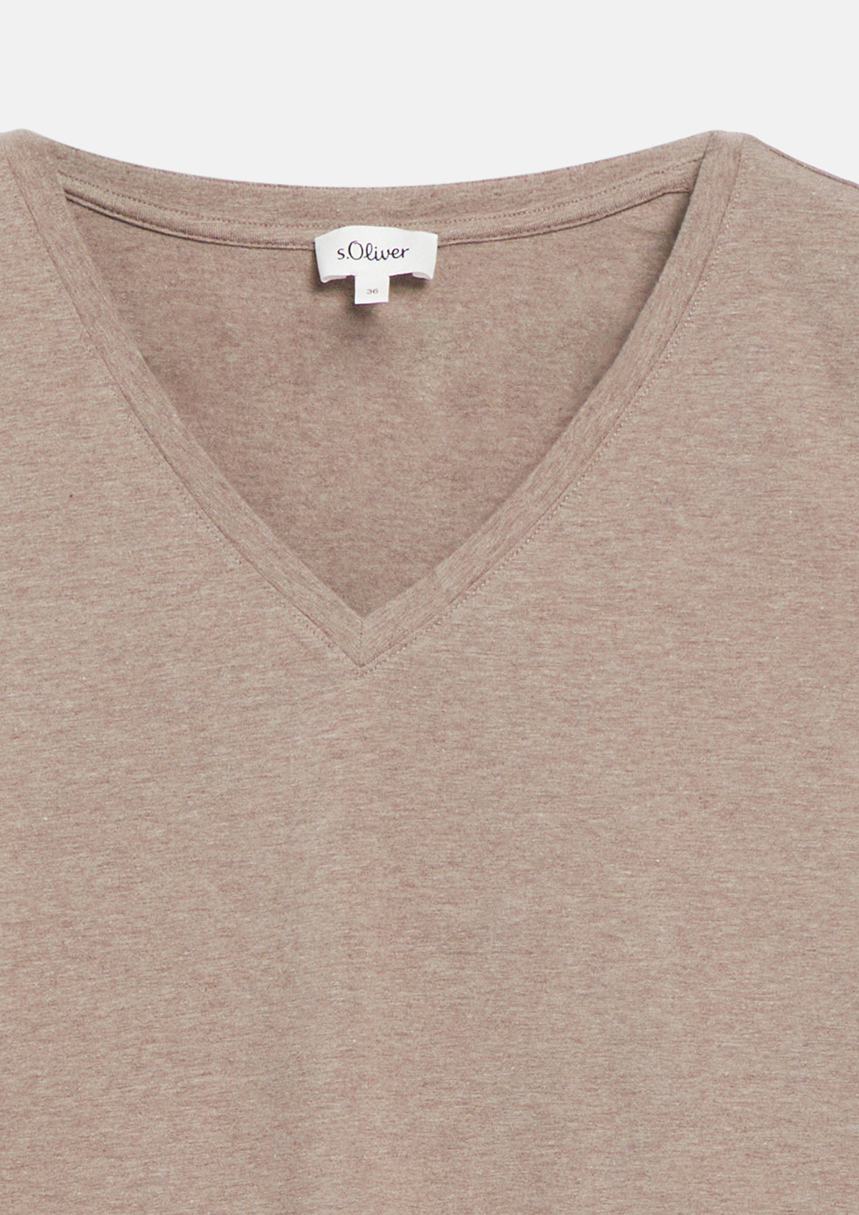 Damen T-Shirt mit V-Ausschnitt in braun von s.Oliver
