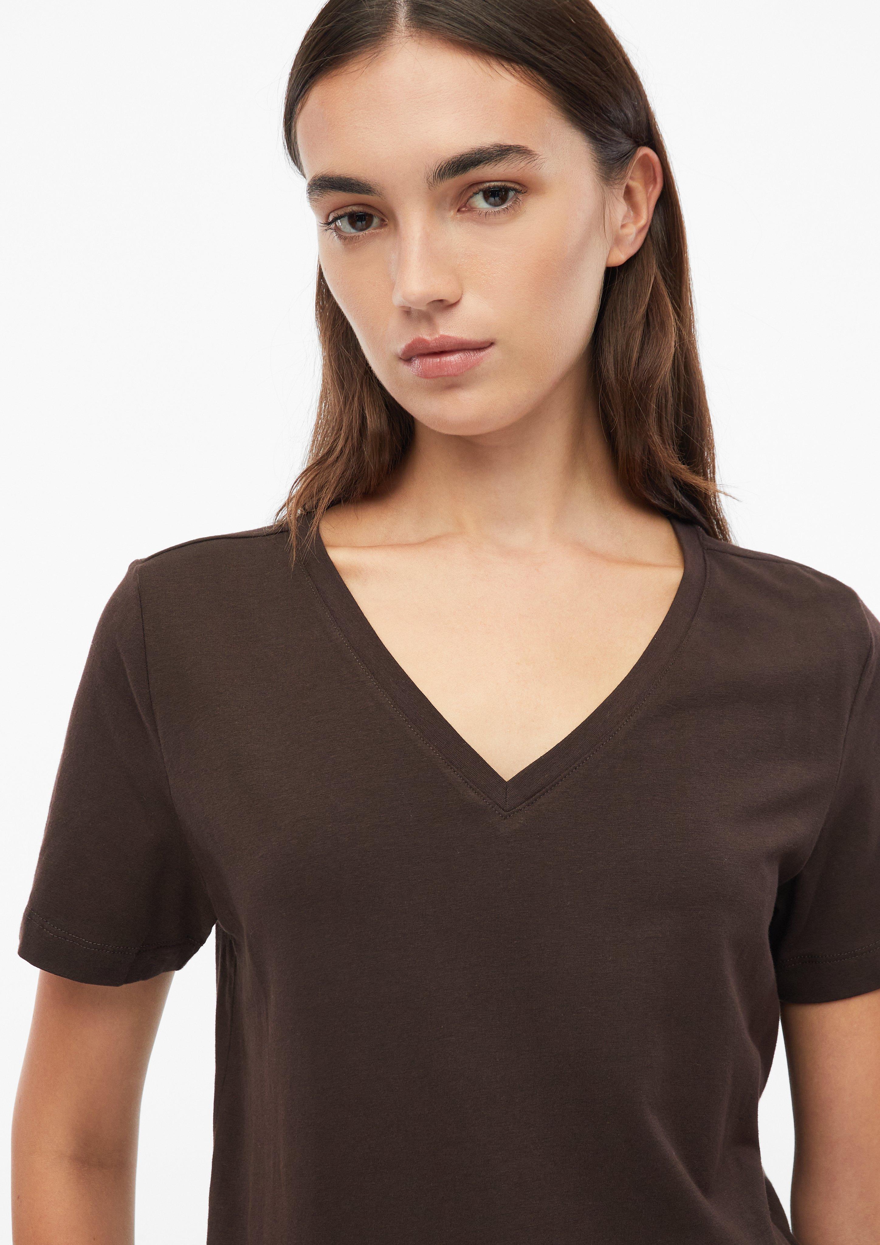 Damen T-Shirt mit V-Ausschnitt in braun von s.Oliver