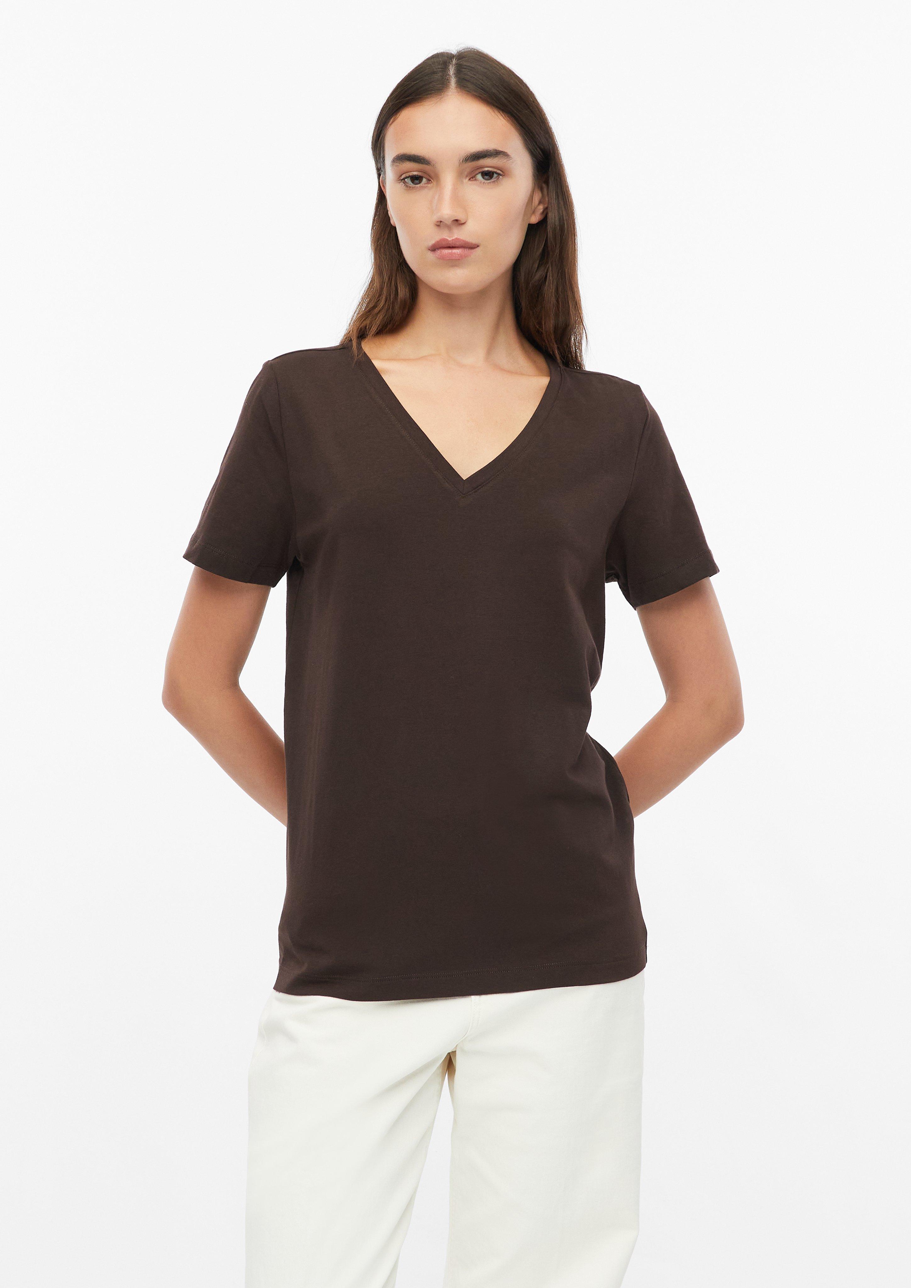 V-neck T-shirt in dark brown by s.Oliver