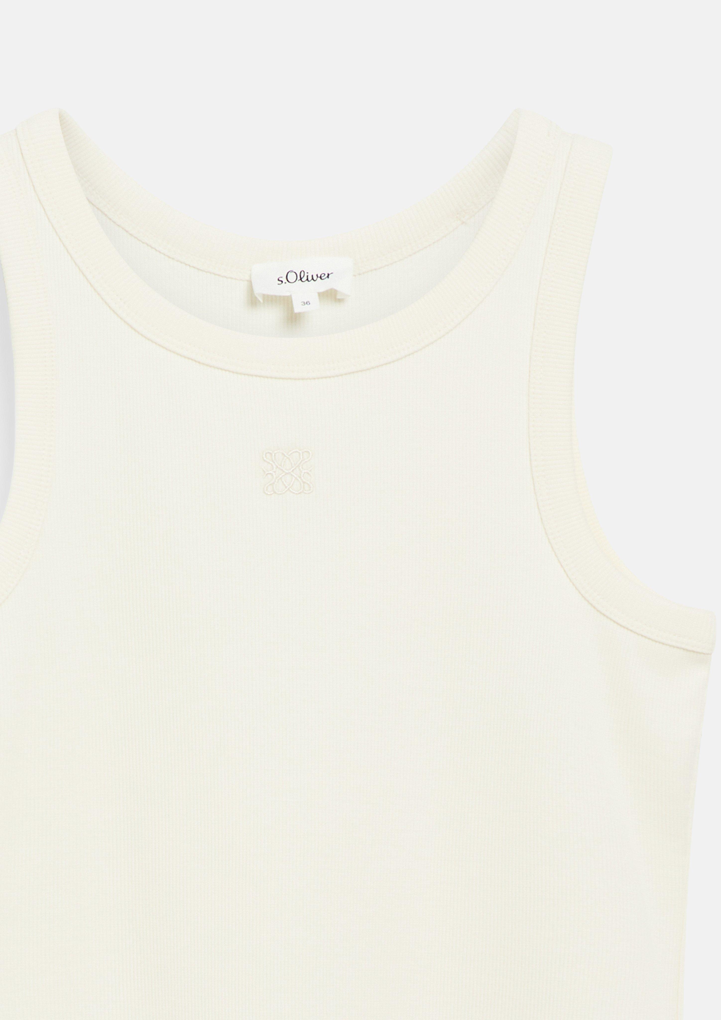 Dames Ripptop met borduursel in crème van s.Oliver