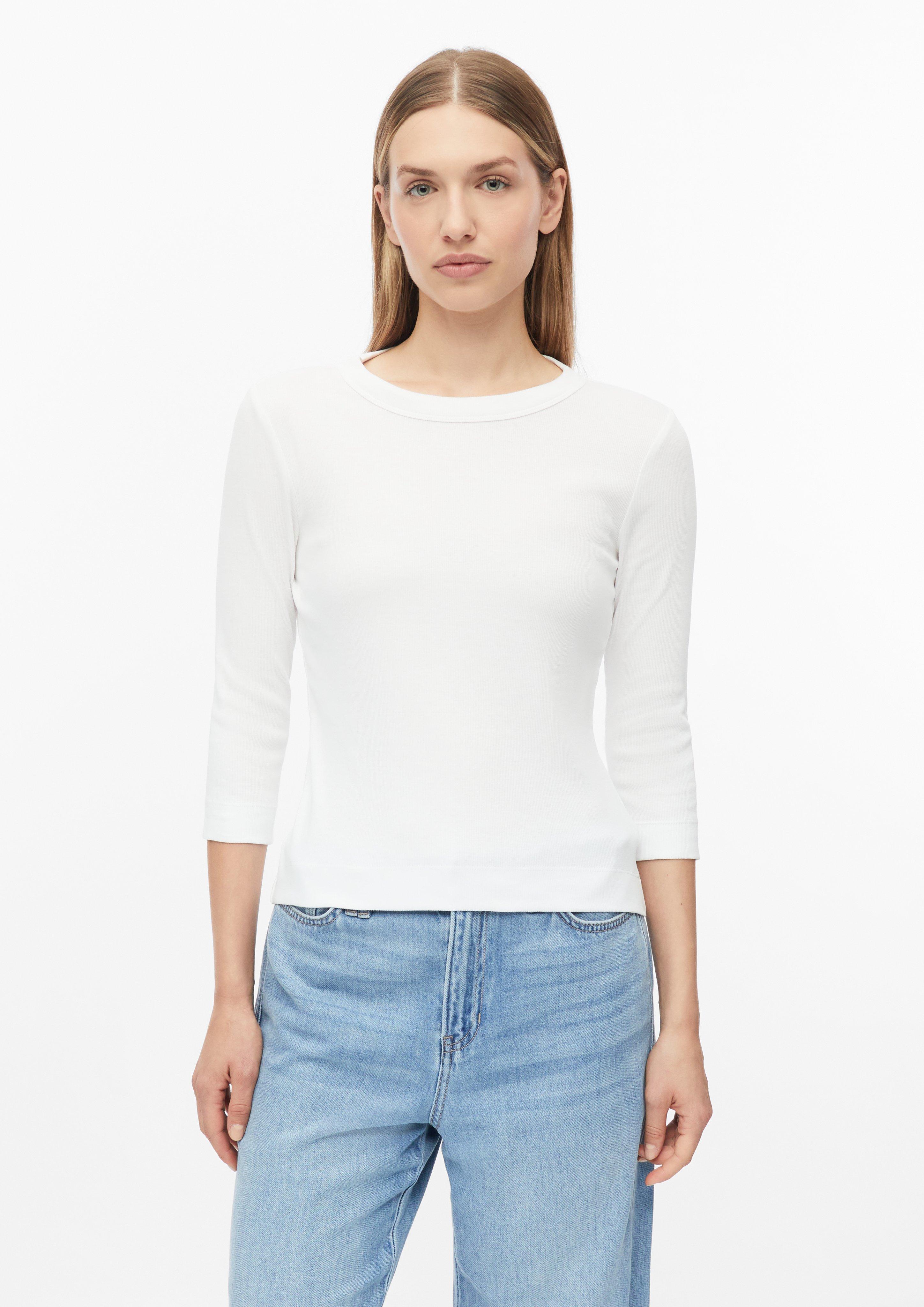 Slim-fit 3/4-sleeve ribbed shirt in white by s.Oliver