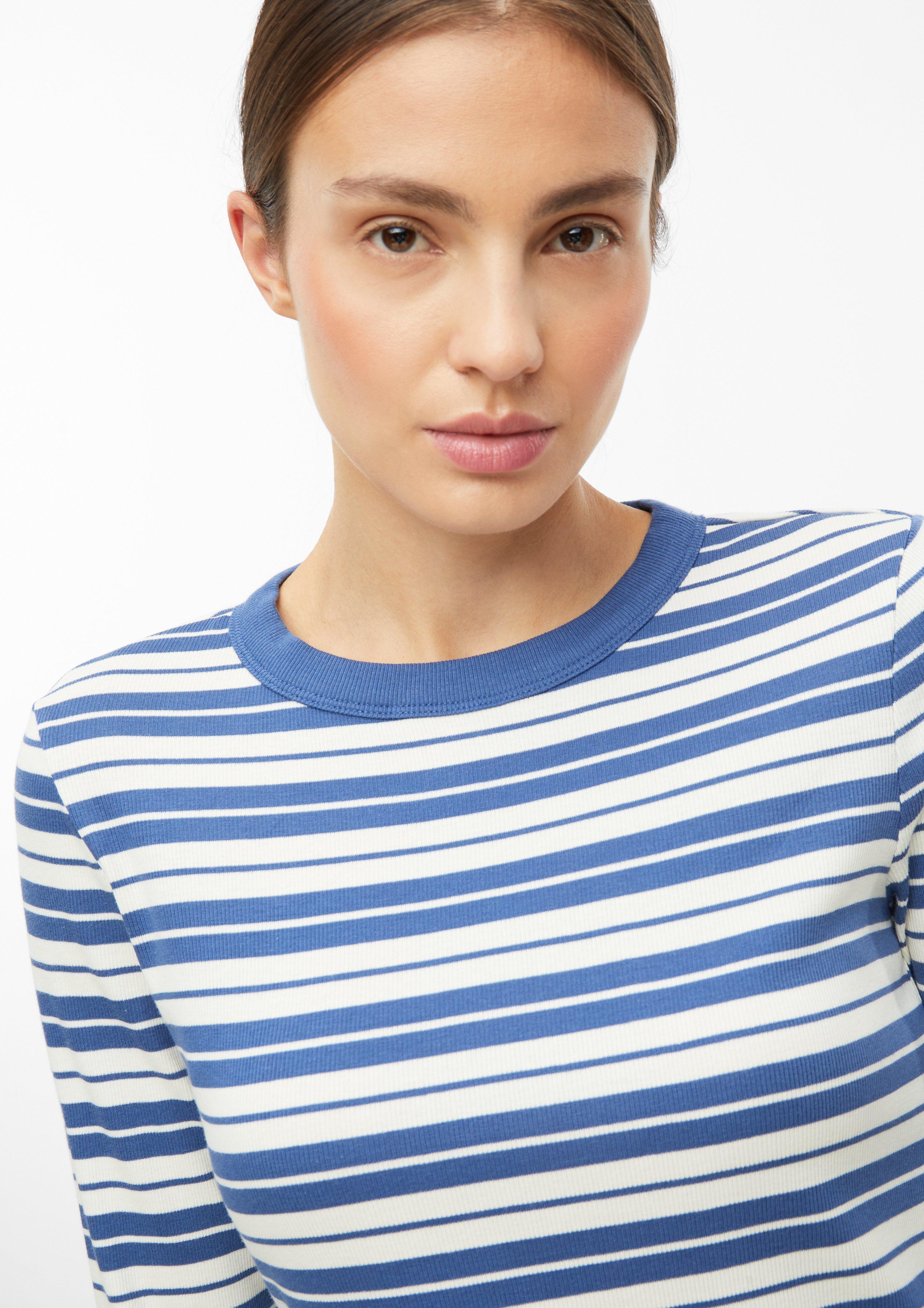 Women Slim-fit 3/4-sleeve ribbed shirt in blue by s.Oliver