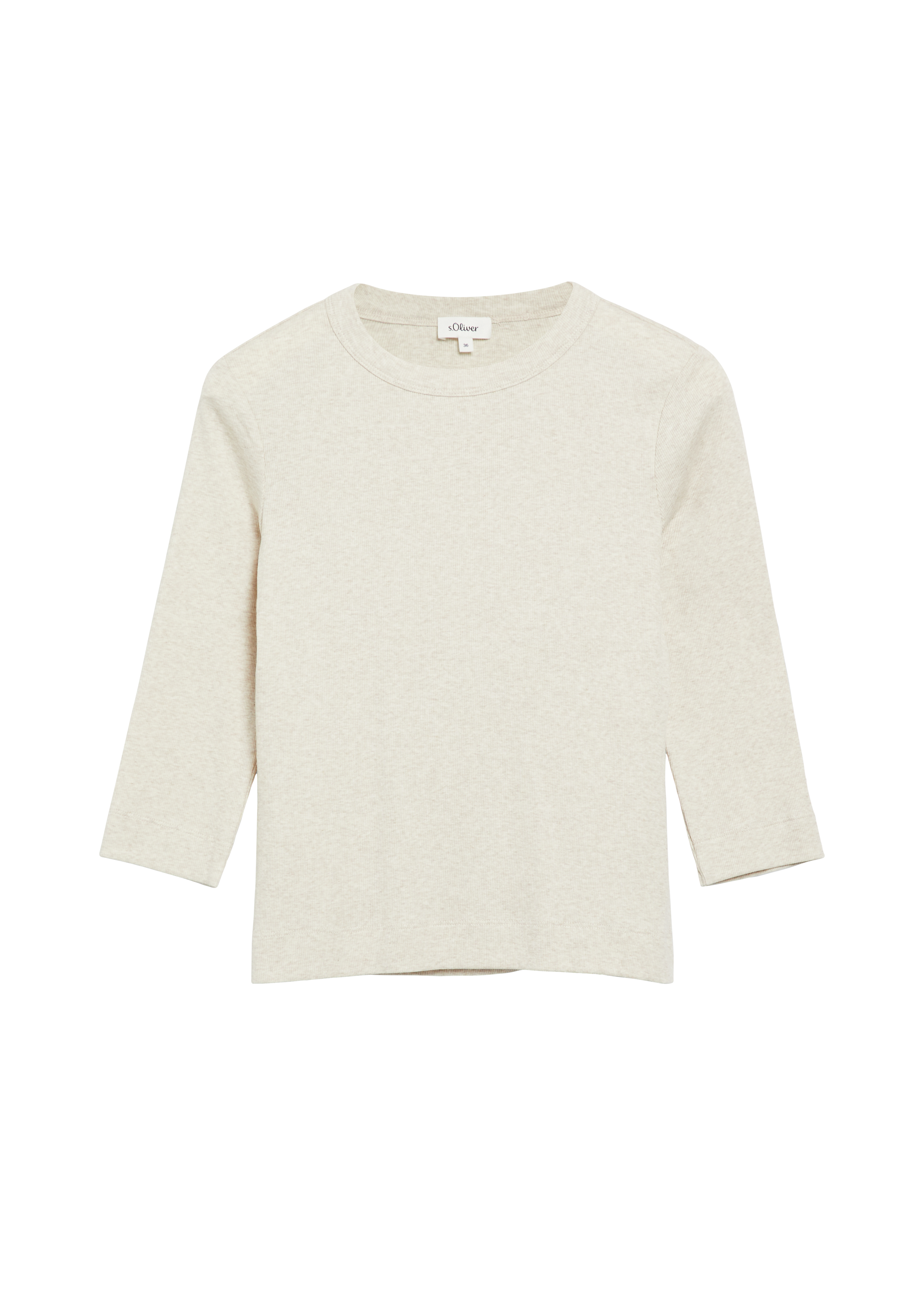 3/4-mouwig geribbeld shirt met slanke pasvorm