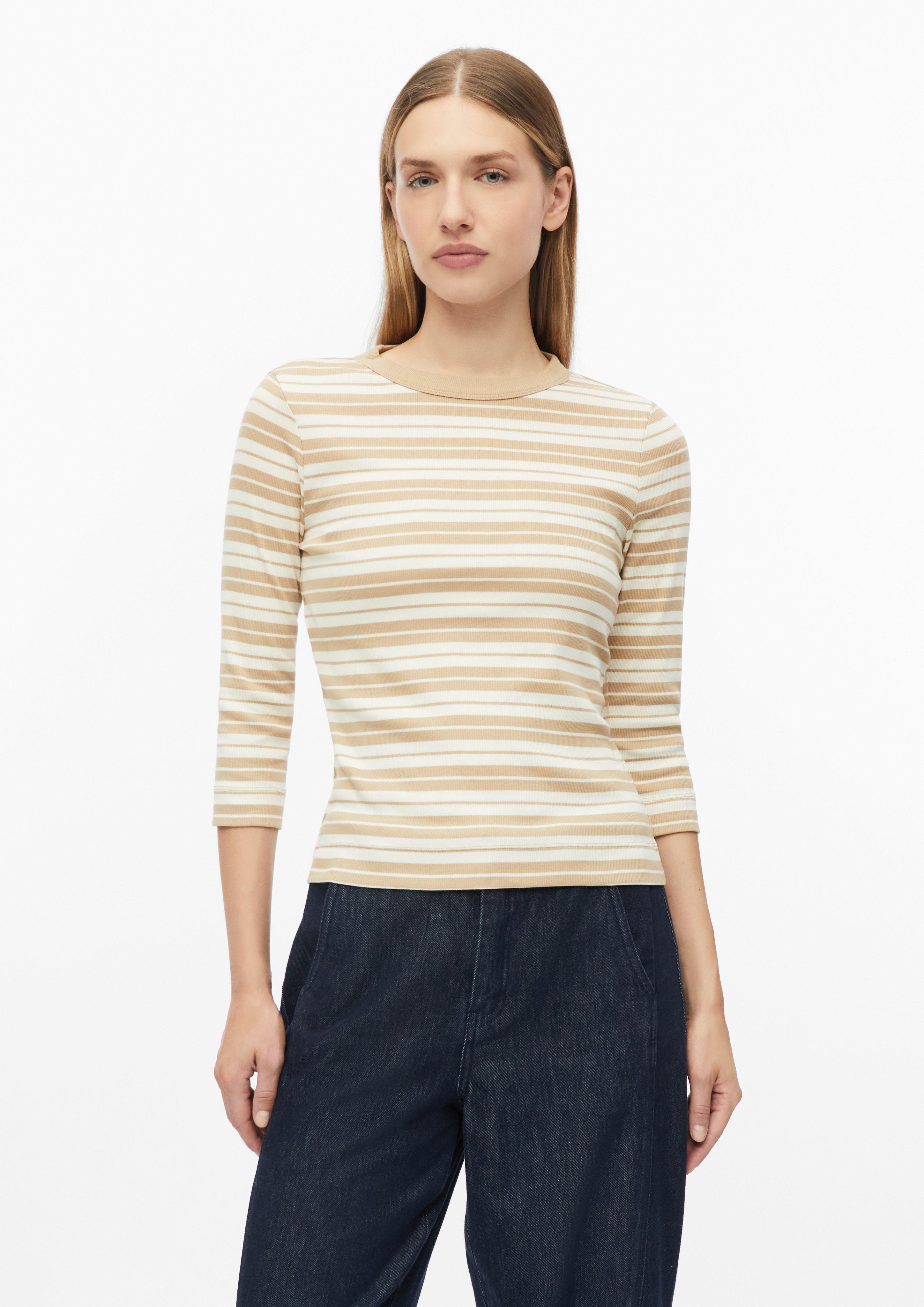 T-shirt à manches 3/4 en maille côtelée, coupe ajustée en grès de s.Oliver