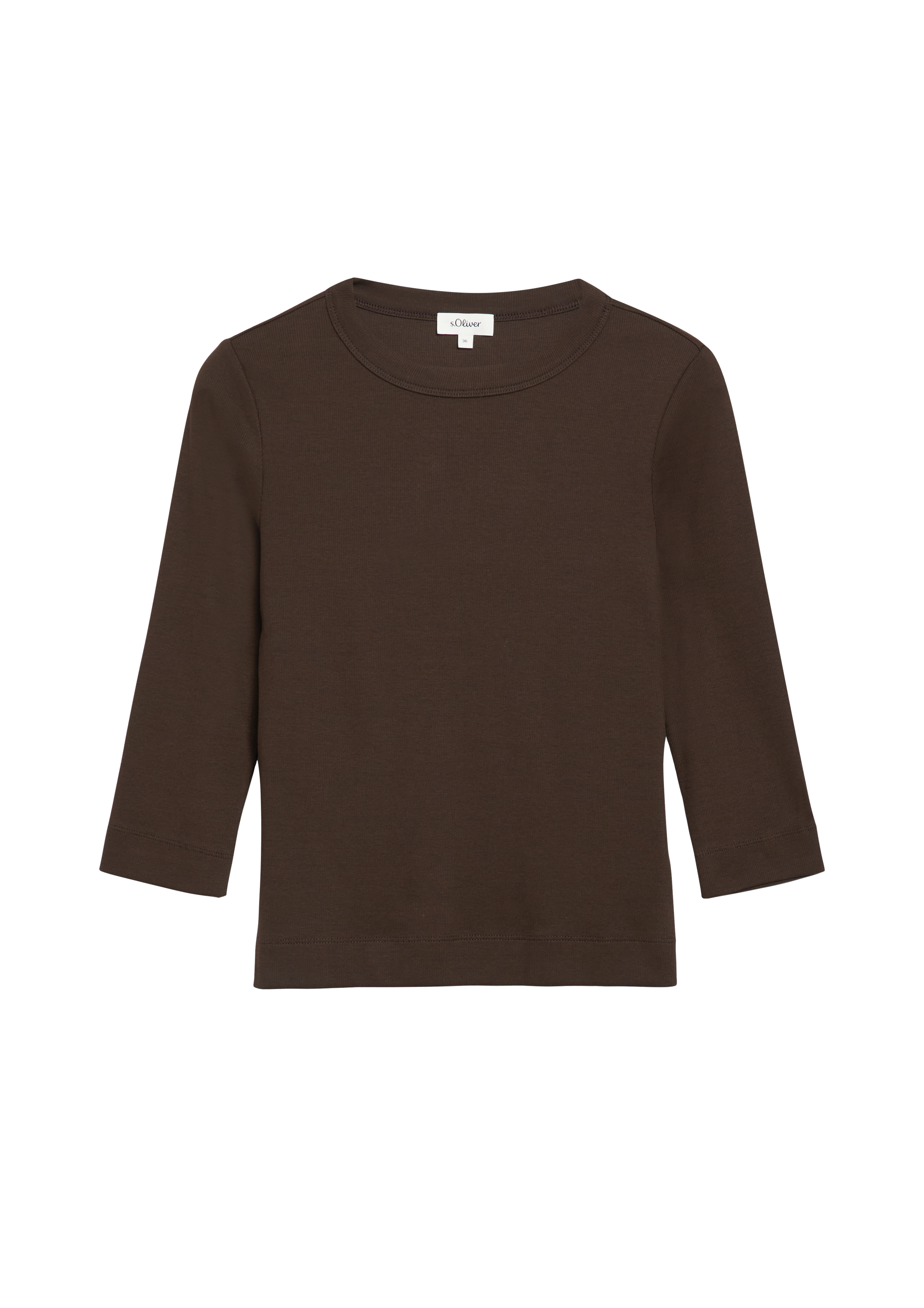 3/4-mouwig geribbeld shirt met slanke pasvorm