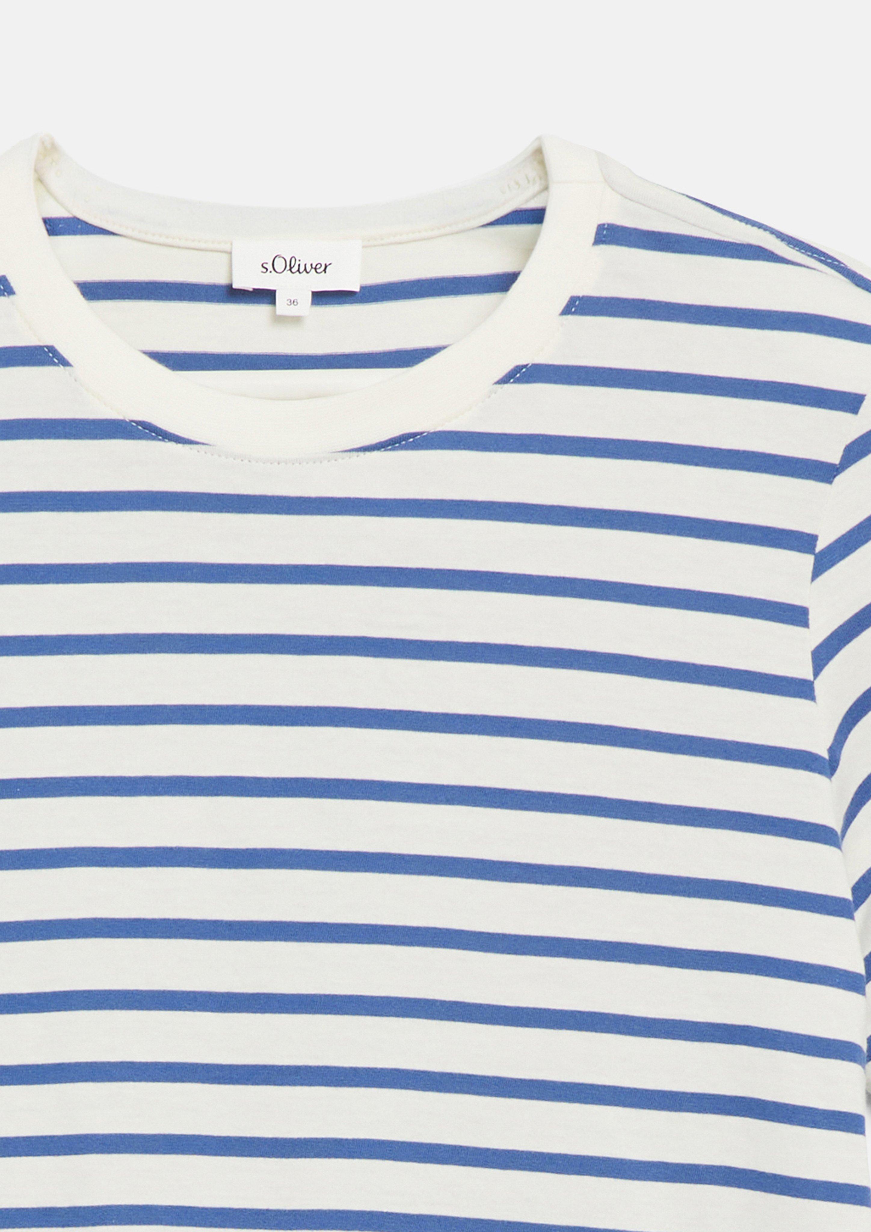 Femmes T-shirt rayé à col rond en bleu de s.Oliver