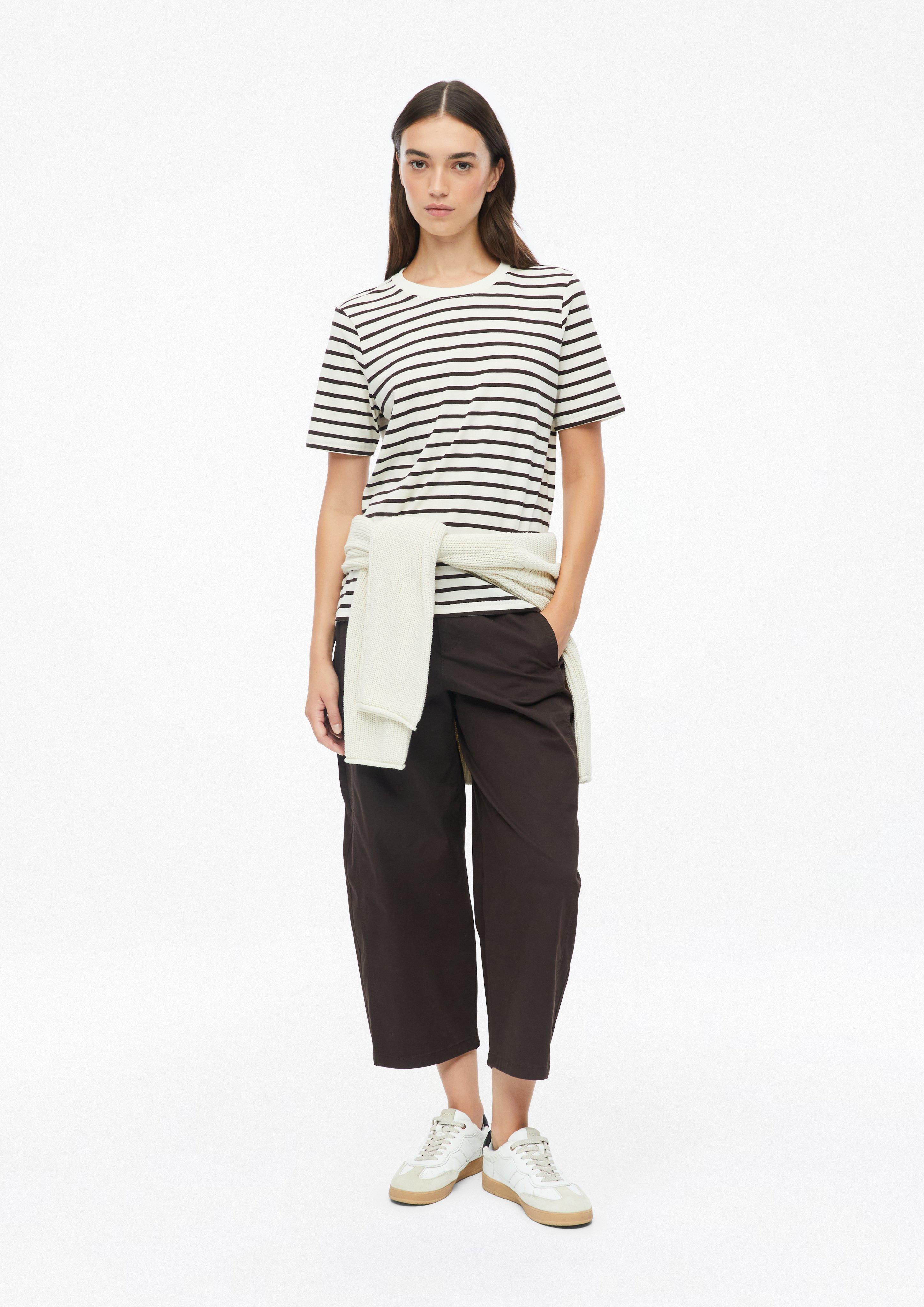 Women Striped T-shirt with a crew neck in cream by s.Oliver