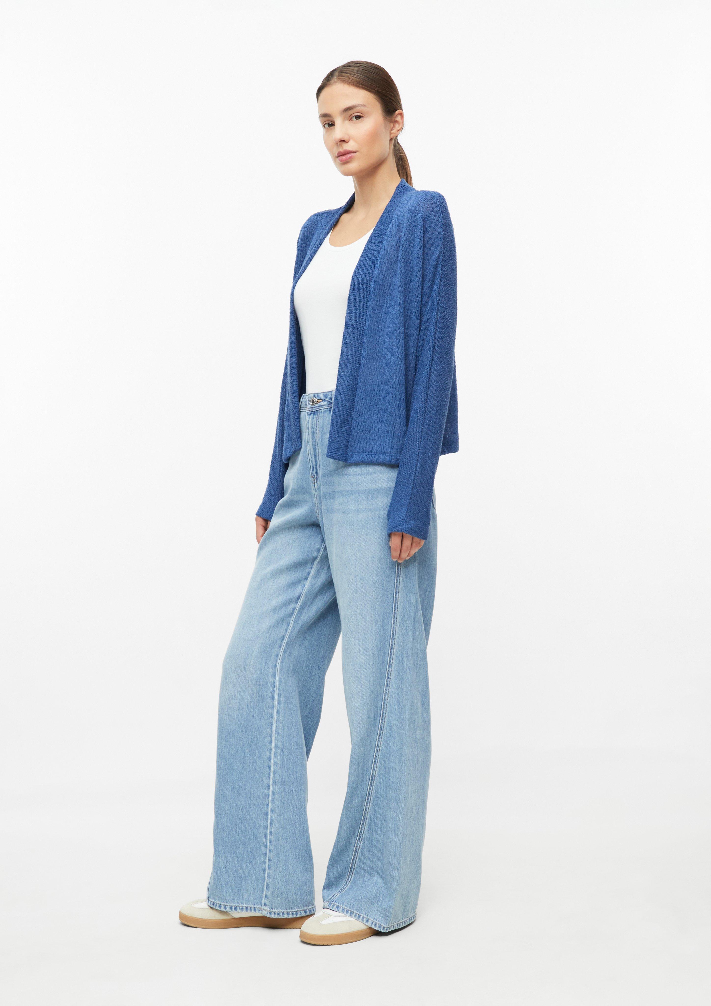 Dames Licht gebreid vest in blauw van s.Oliver
