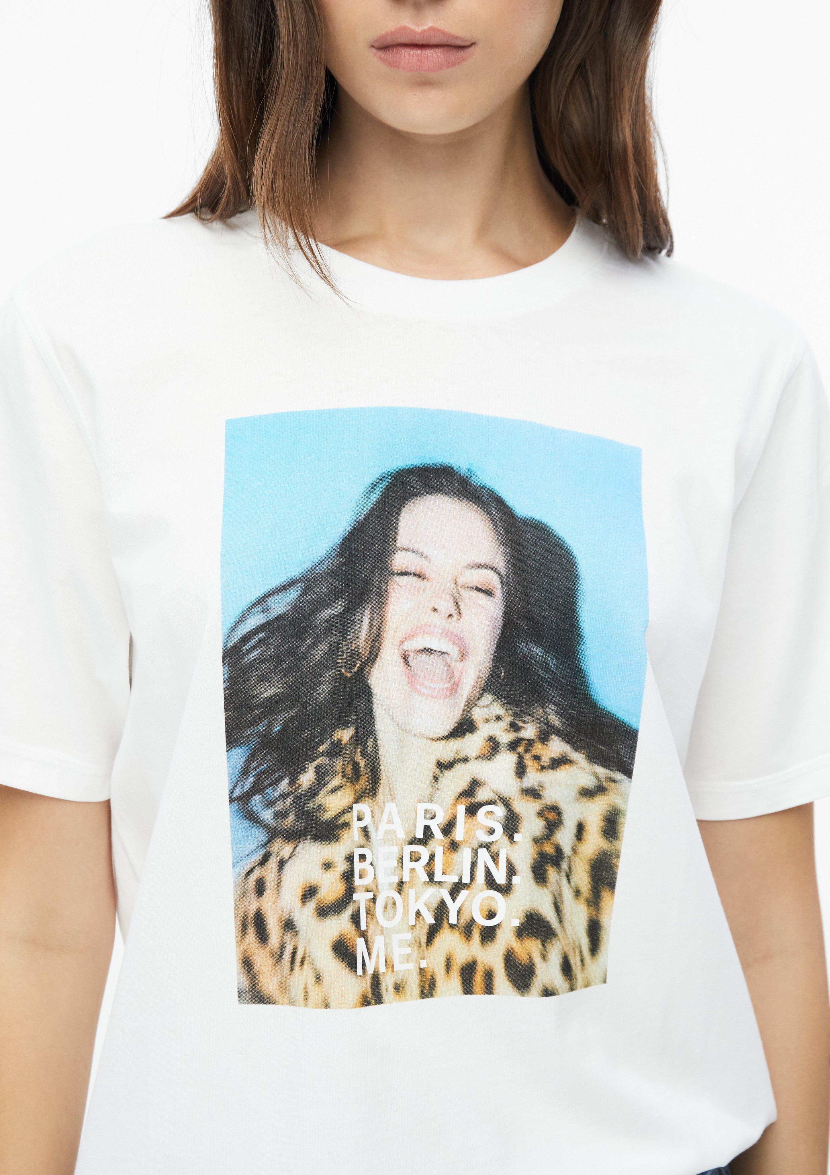 Dames T-shirt met relaxte pasvorm en print in wit van s.Oliver