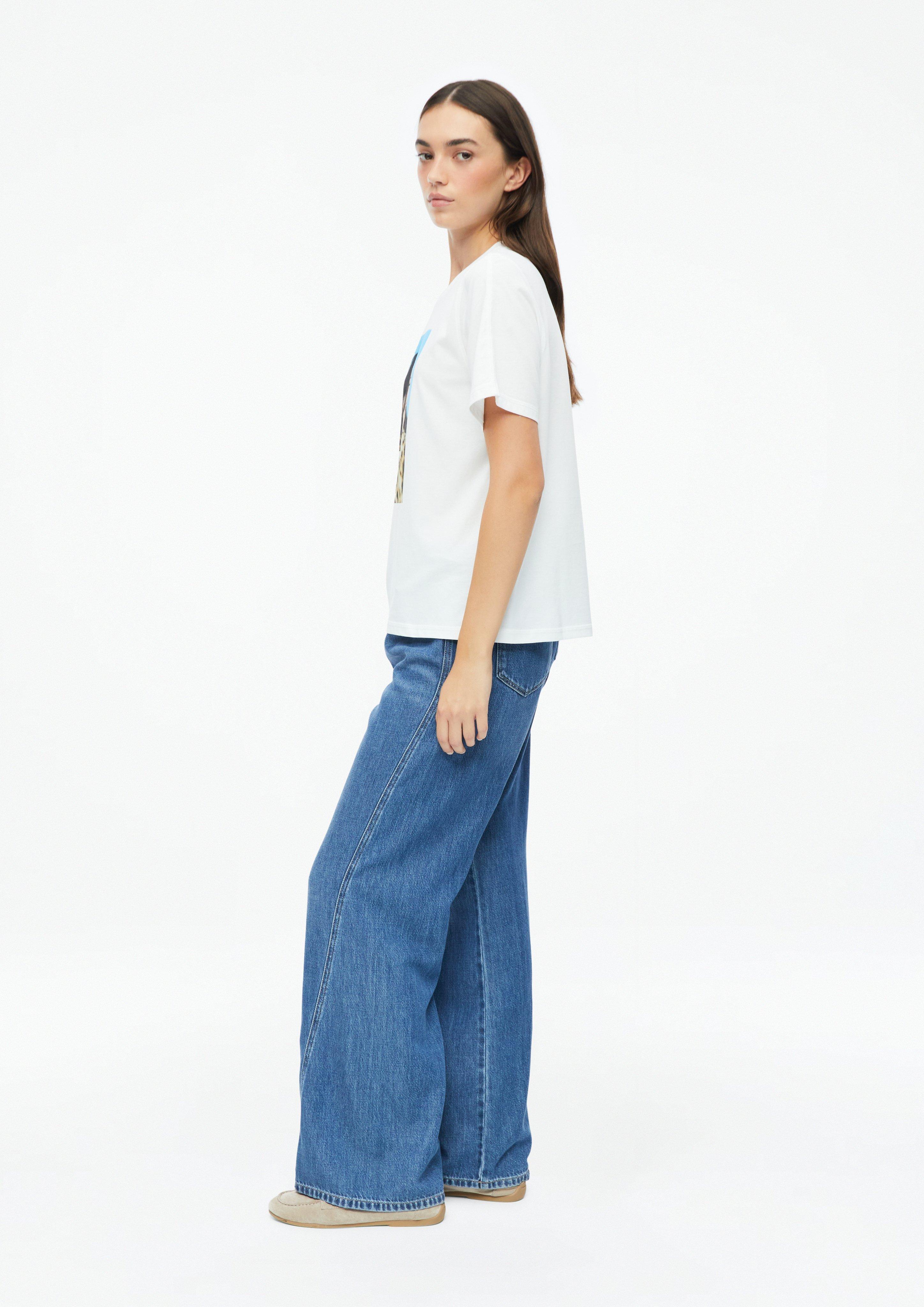 Dames T-shirt met relaxte pasvorm en print in wit van s.Oliver