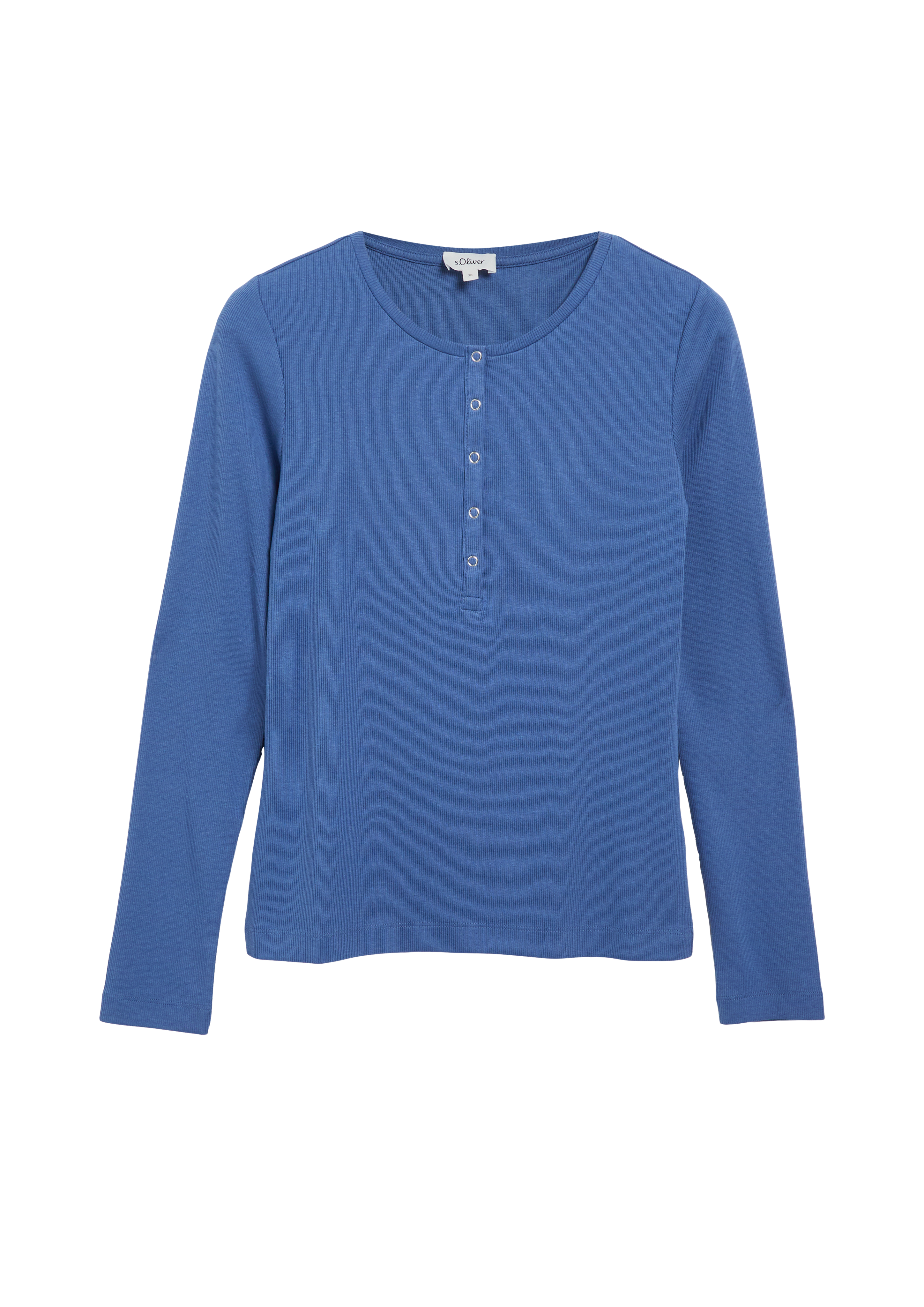 Ripp-Langarmshirt mit Knopfleiste im Slim Fit