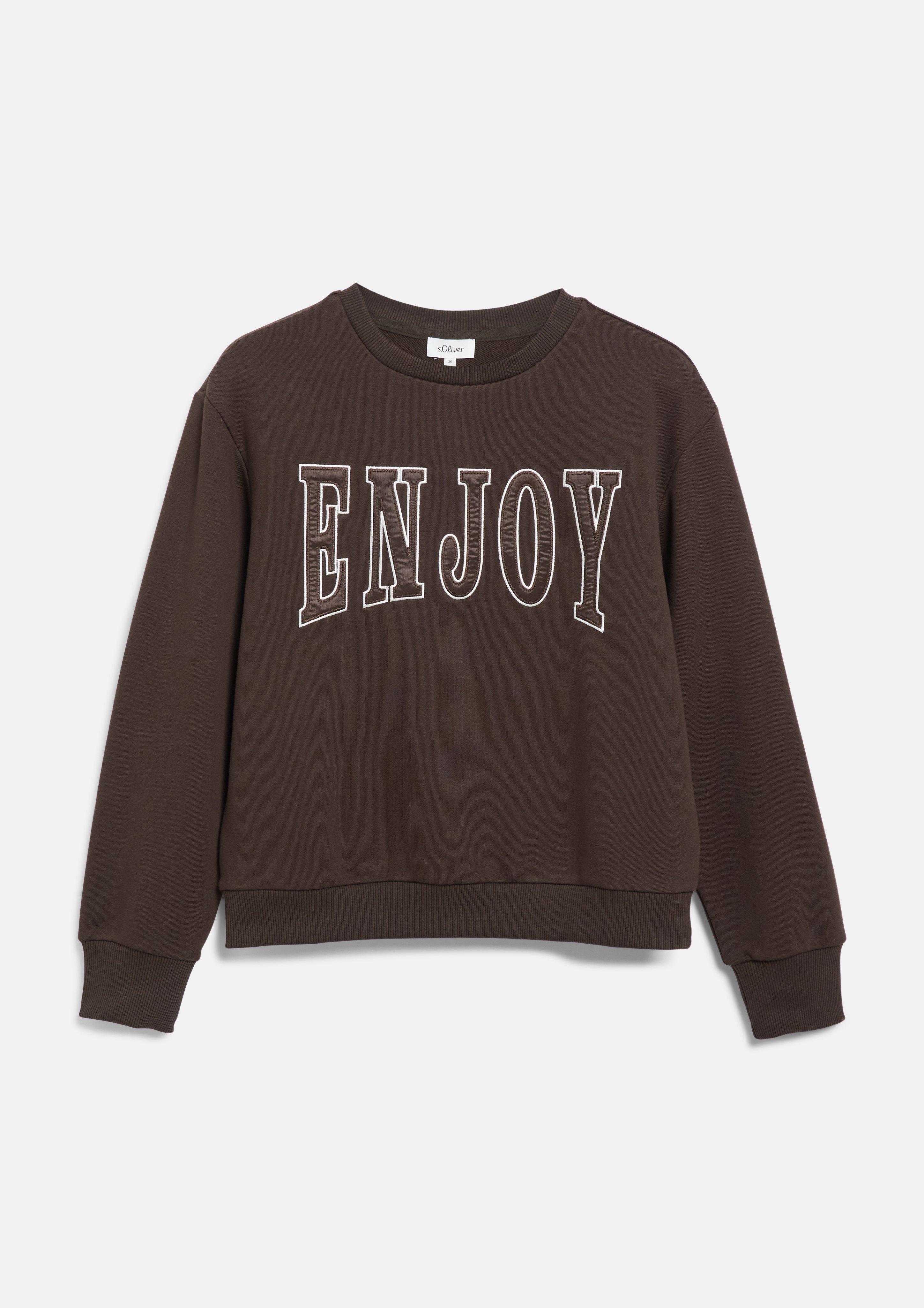 Femmes Sweat-shirt avec illustration en marron foncé de s.Oliver